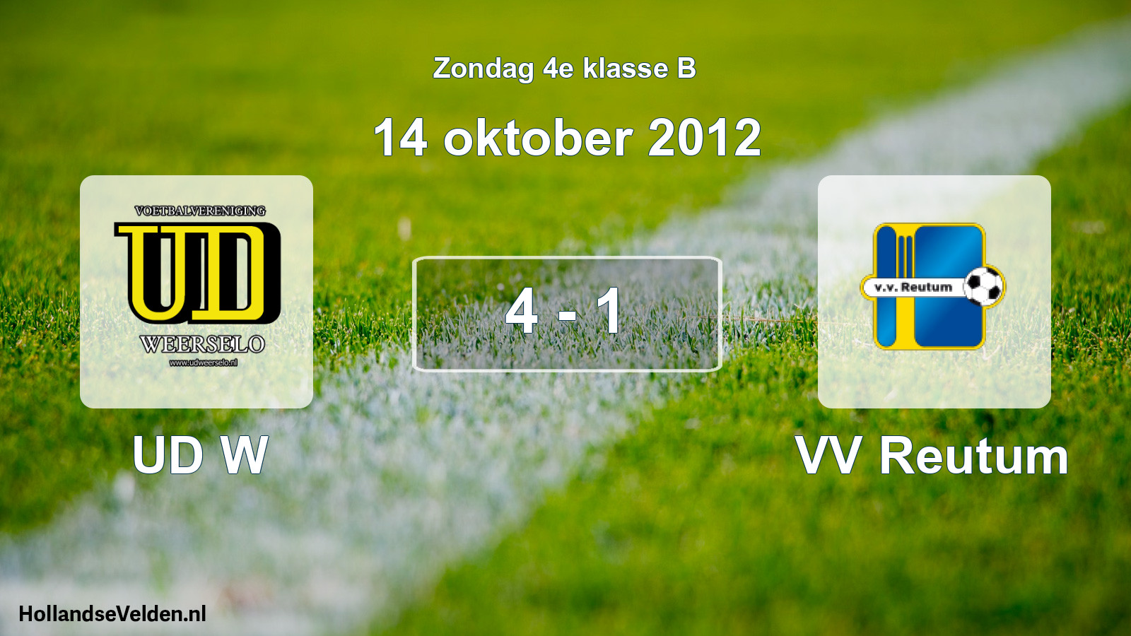 Total number of matches played: UD W - VV Reutum 4 - 1 (14 October 2012)
