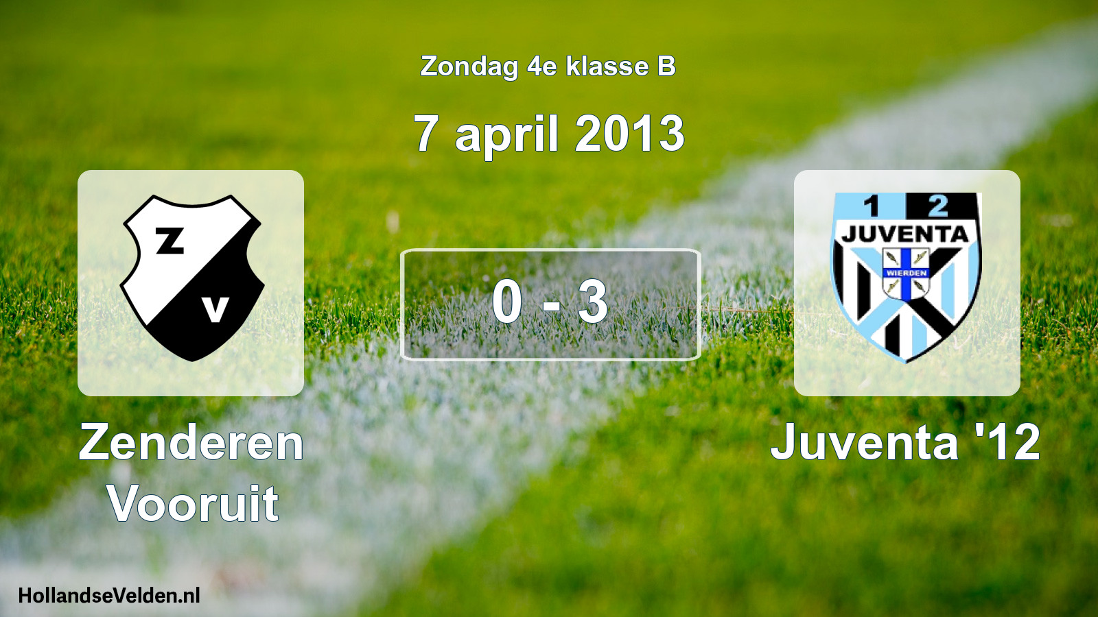 Total number of matches played: Zenderen Vooruit - Juventa '12 0 - 3 (7 April 2013)