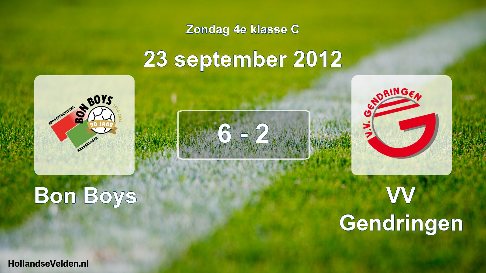 Total number of matches played: Bon Boys - VV Gendringen 6 - 2 (23 September 2012)
