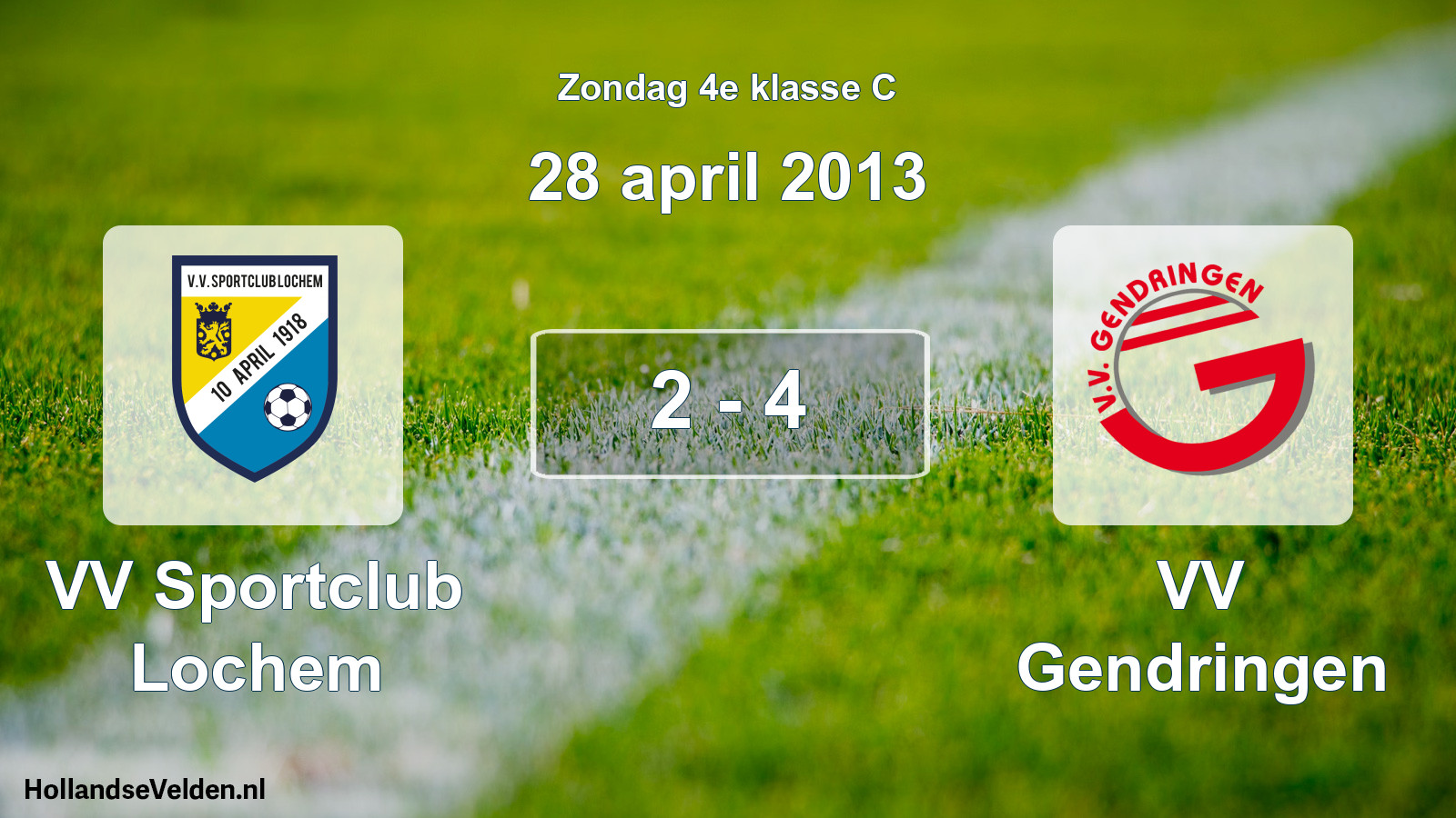 Total number of matches played: VV Sportclub Lochem - VV Gendringen 2 - 4 (28 April 2013)