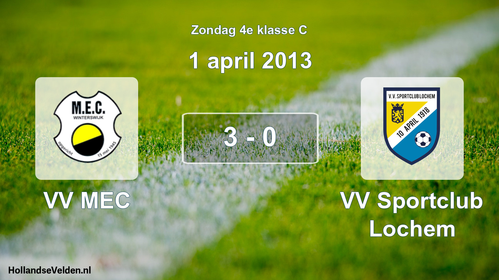 Total number of matches played: VV MEC - VV Sportclub Lochem 3 - 0 (1 April 2013)