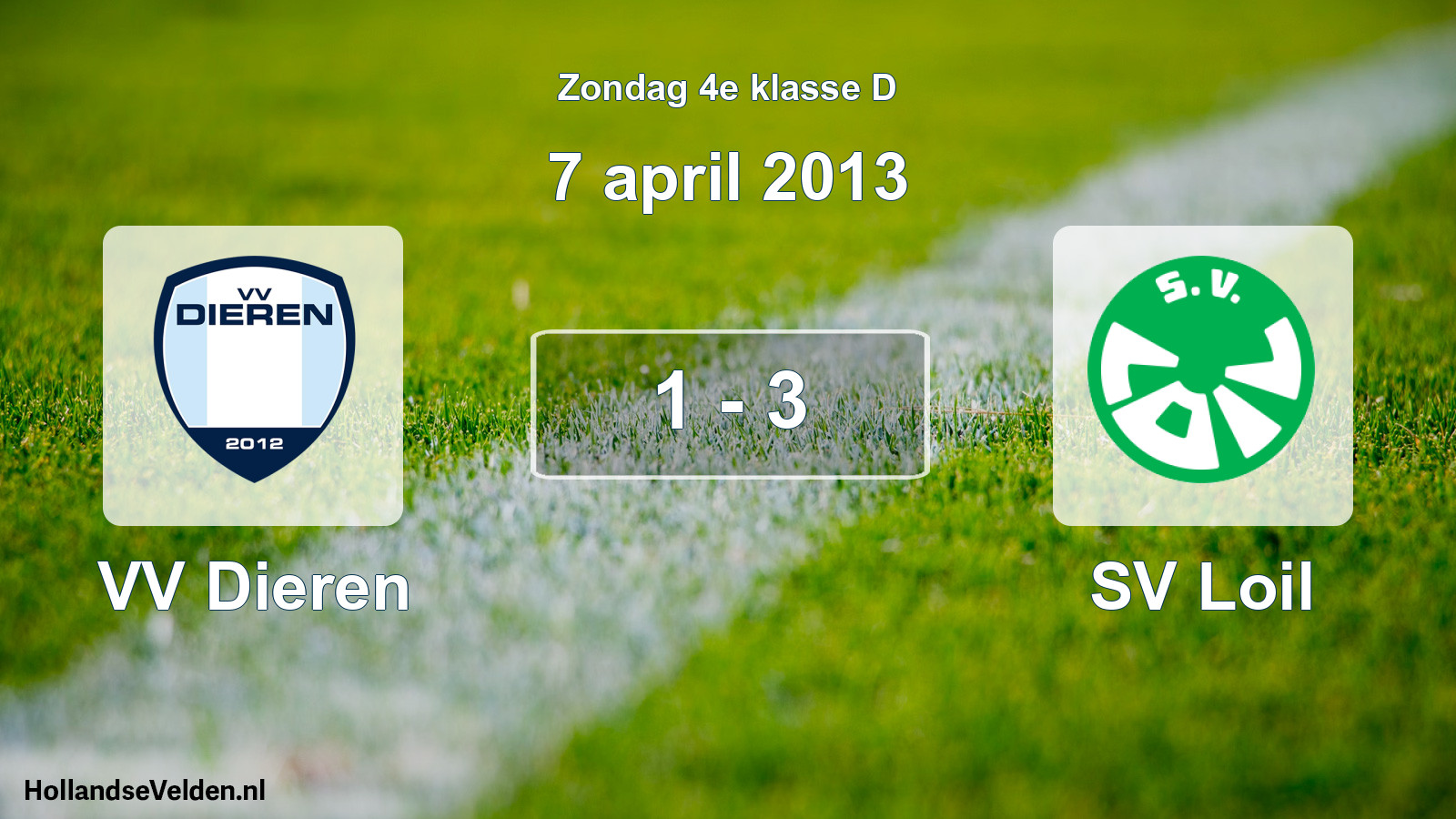 Total number of matches played: VV Dieren - SV Loil 1 - 3 (7 April 2013)