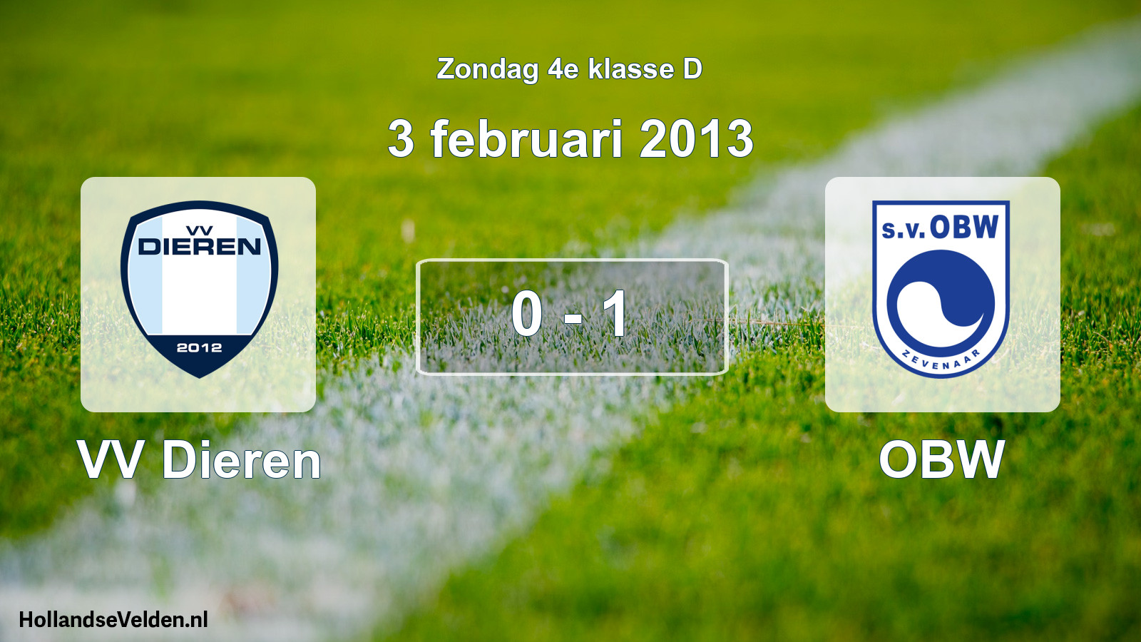 Total number of matches played: VV Dieren - OBW 0 - 1 (3 February 2013)