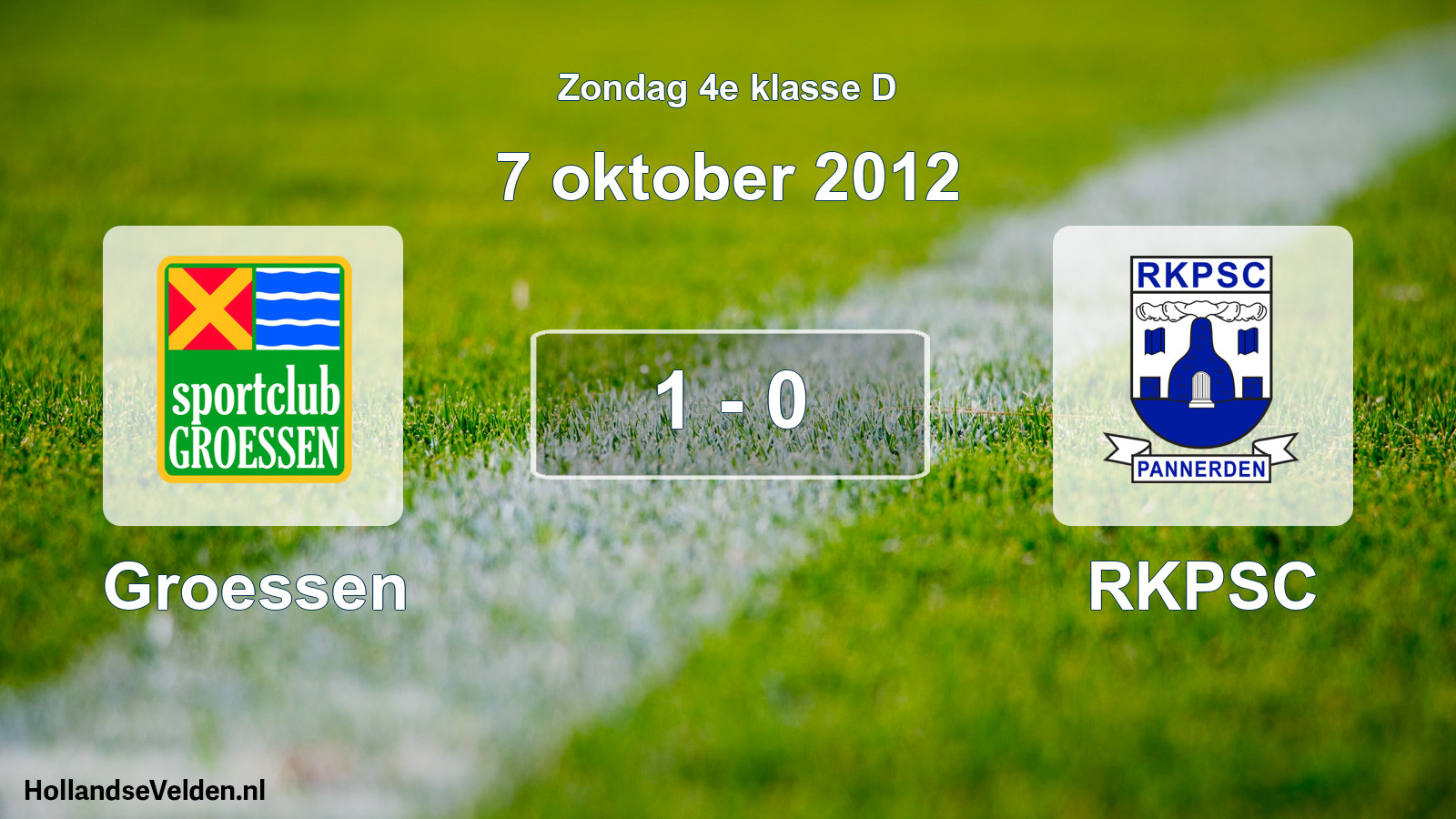 Total number of matches played: Groessen - RKPSC 1 - 0 (7 October 2012)