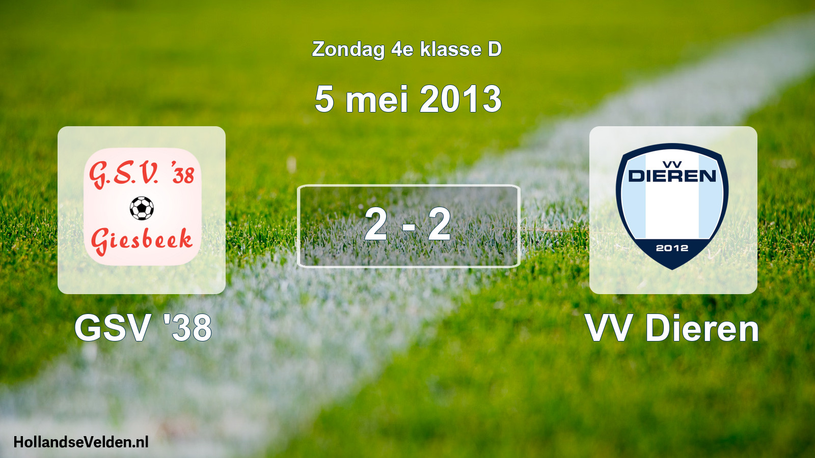 Total number of matches played: GSV '38 - VV Dieren 2 - 2 (5 May 2013)