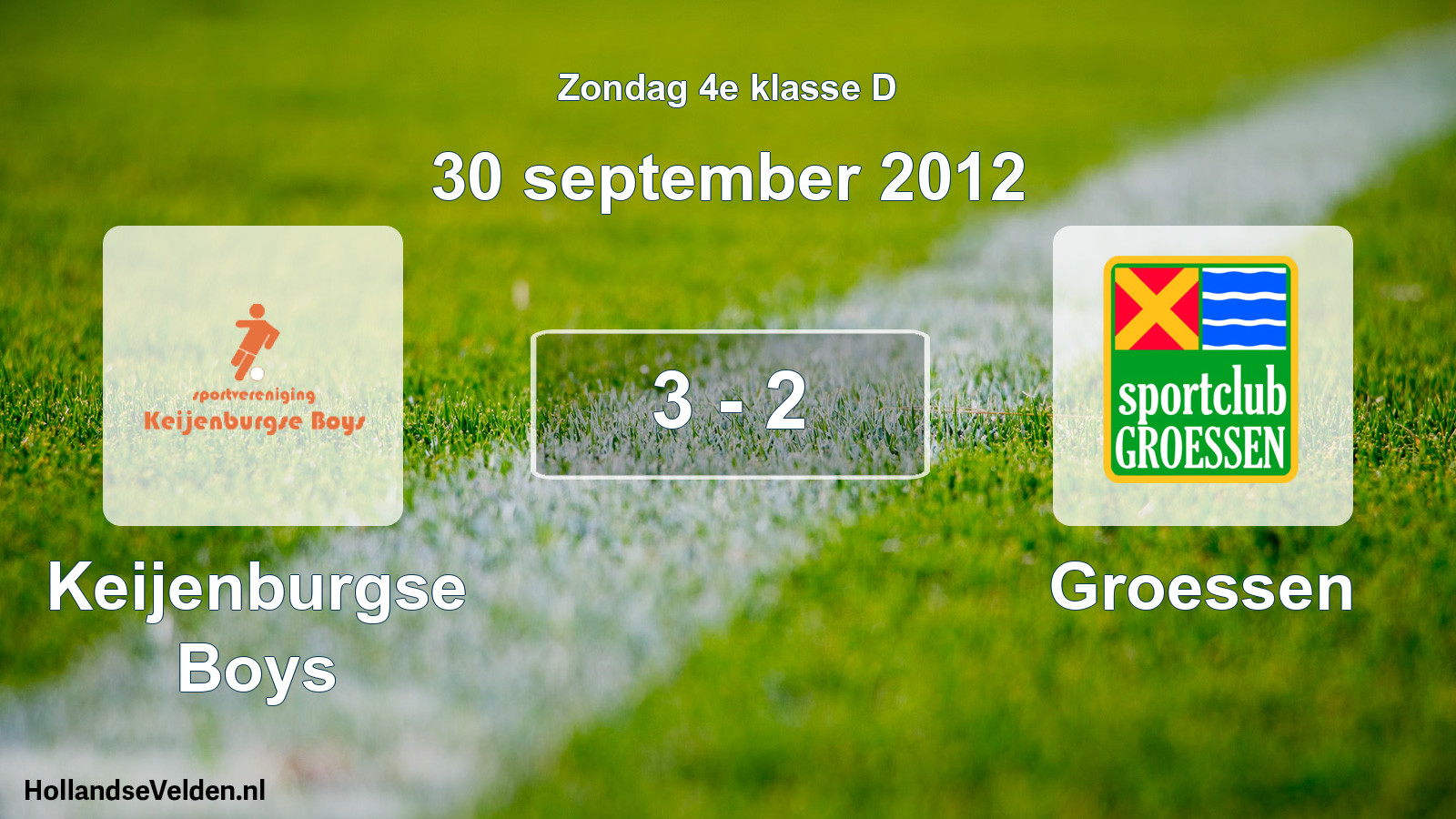 Total number of matches played: Keijenburgse Boys - Groessen 3 - 2 (30 September 2012)