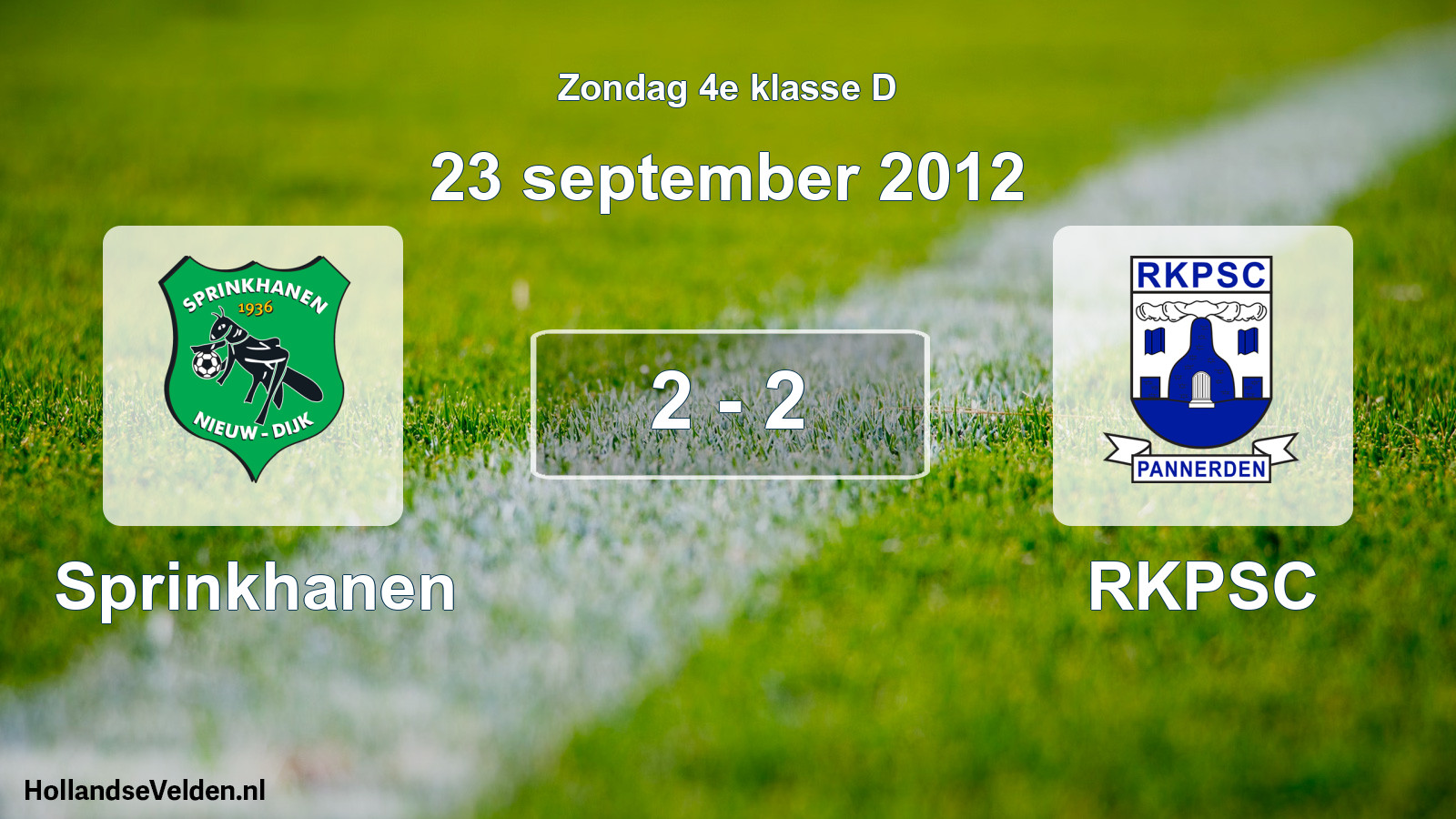 Total number of matches played: Sprinkhanen - RKPSC 2 - 2 (23 September 2012)