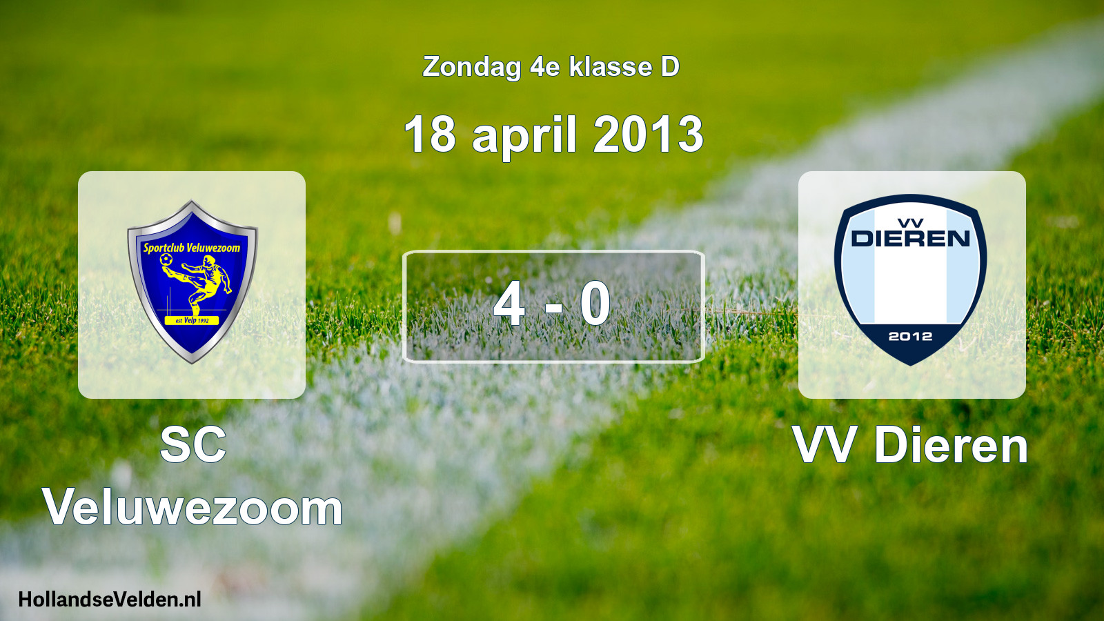 Total number of matches played: SC Veluwezoom - VV Dieren 4 - 0 (18 April 2013)