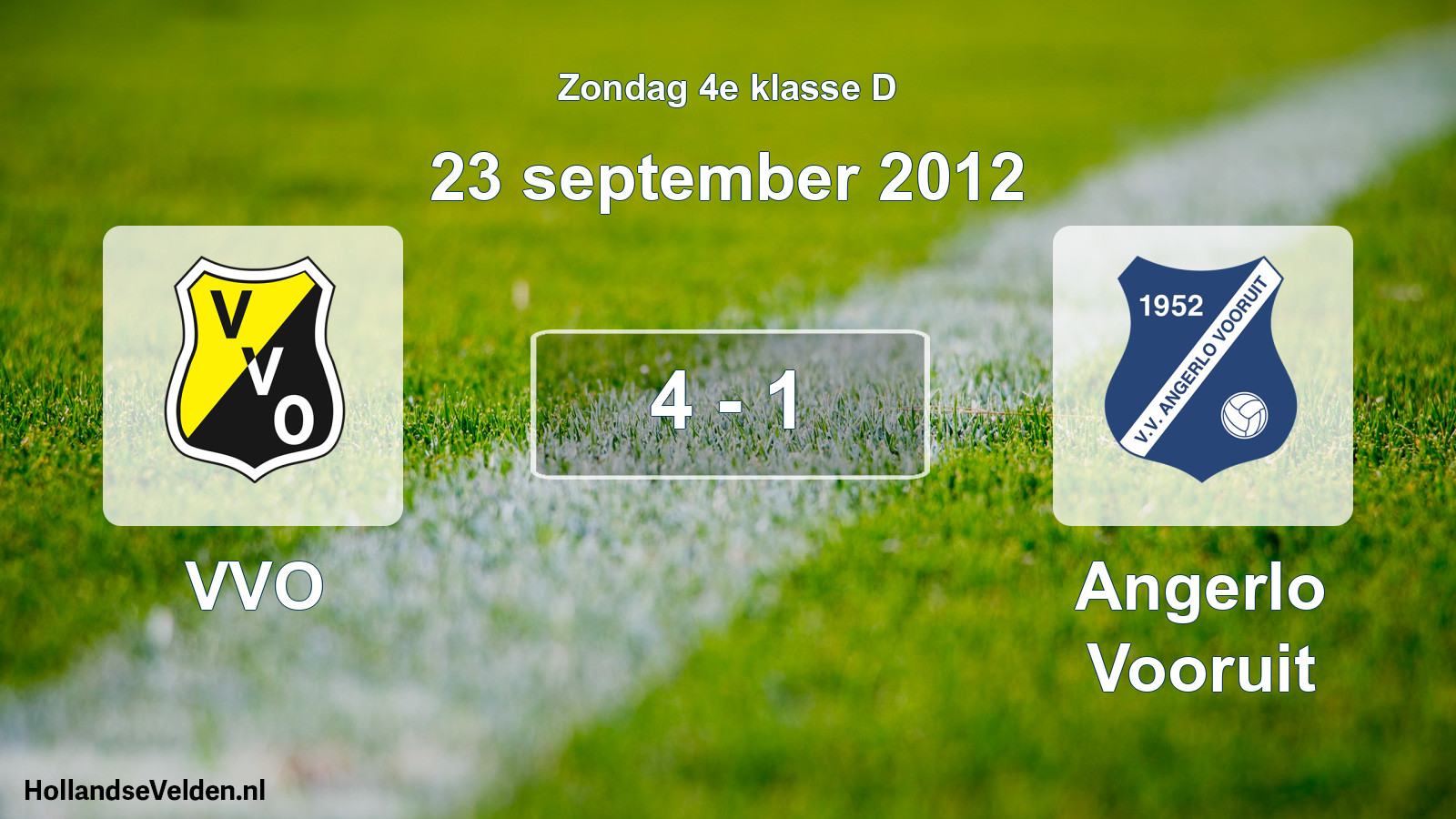 Total number of matches played: VVO - Angerlo Vooruit 4 - 1 (23 September 2012)