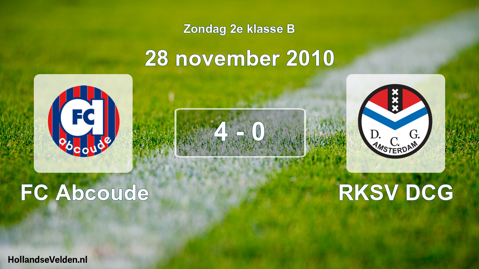 Total number of matches played: FC Abcoude - RKSV DCG 4 - 0 (28 November 2010)