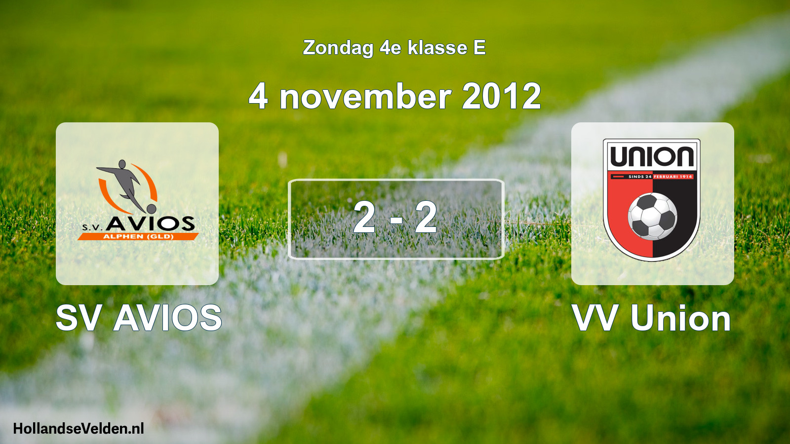 Total number of matches played: SV AVIOS - VV Union 2 - 2 (4 November 2012)