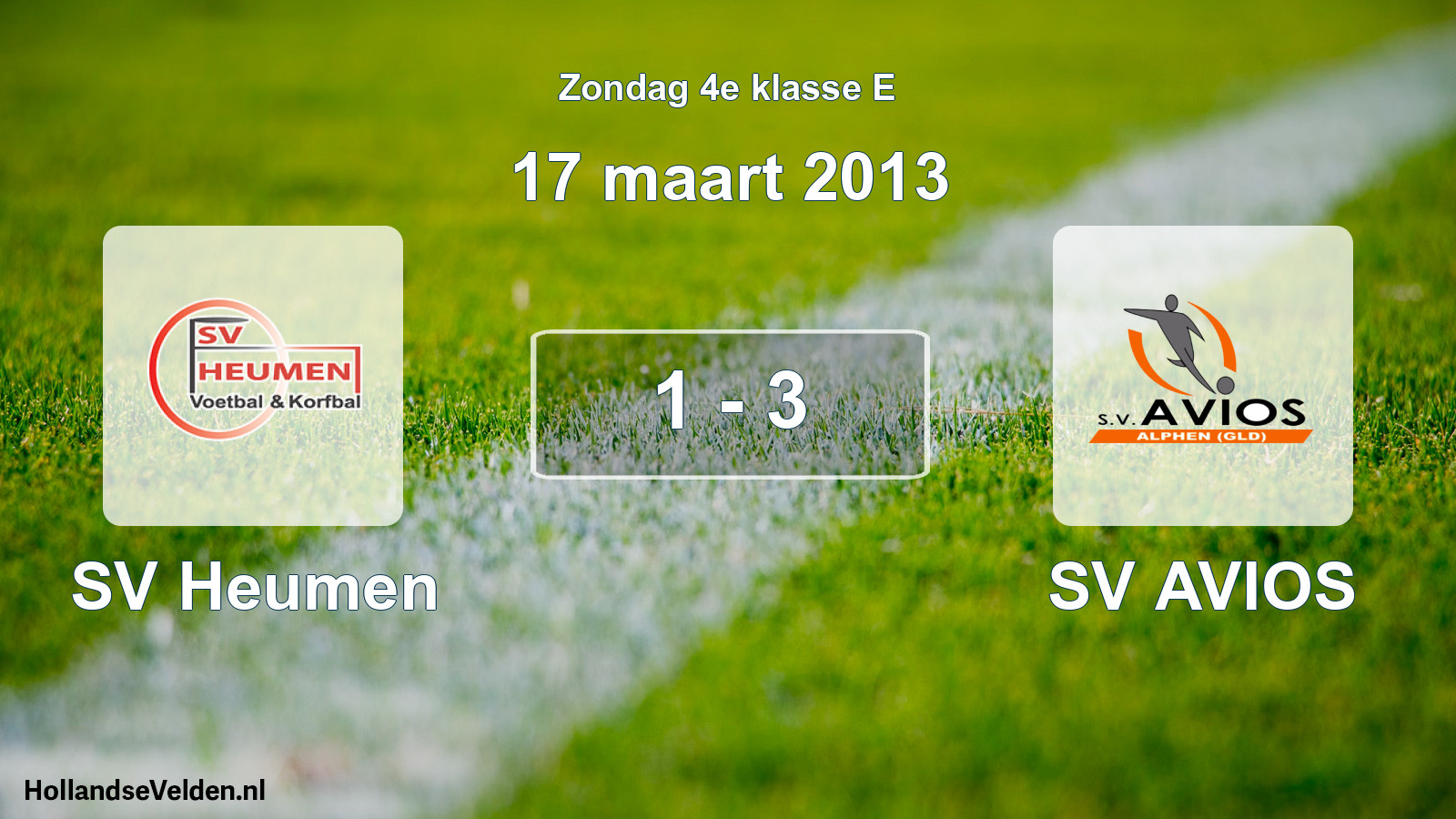 Total number of matches played: SV Heumen - SV AVIOS 1 - 3 (17 March 2013)