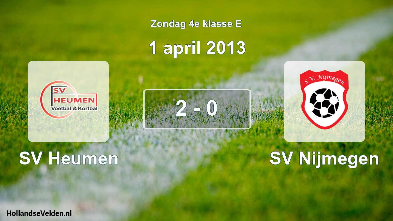 Total number of matches played: SV Heumen - SV Nijmegen 2 - 0 (1 April 2013)