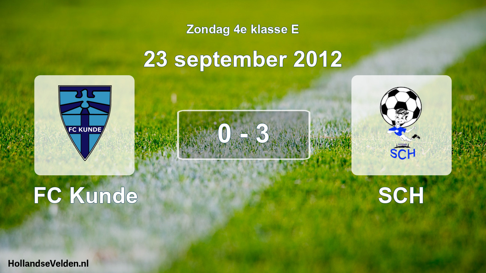 Total number of matches played: FC Kunde - SCH 0 - 3 (23 September 2012)