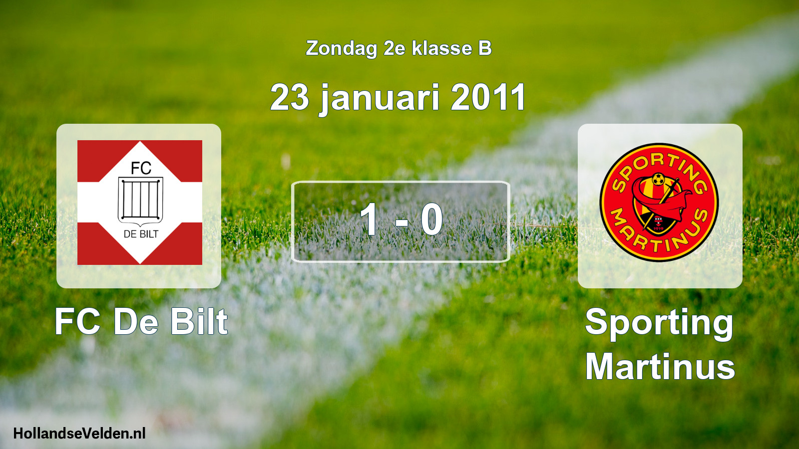 Total number of matches played: FC De Bilt - Sporting Martinus 1 - 0 (23 January 2011)