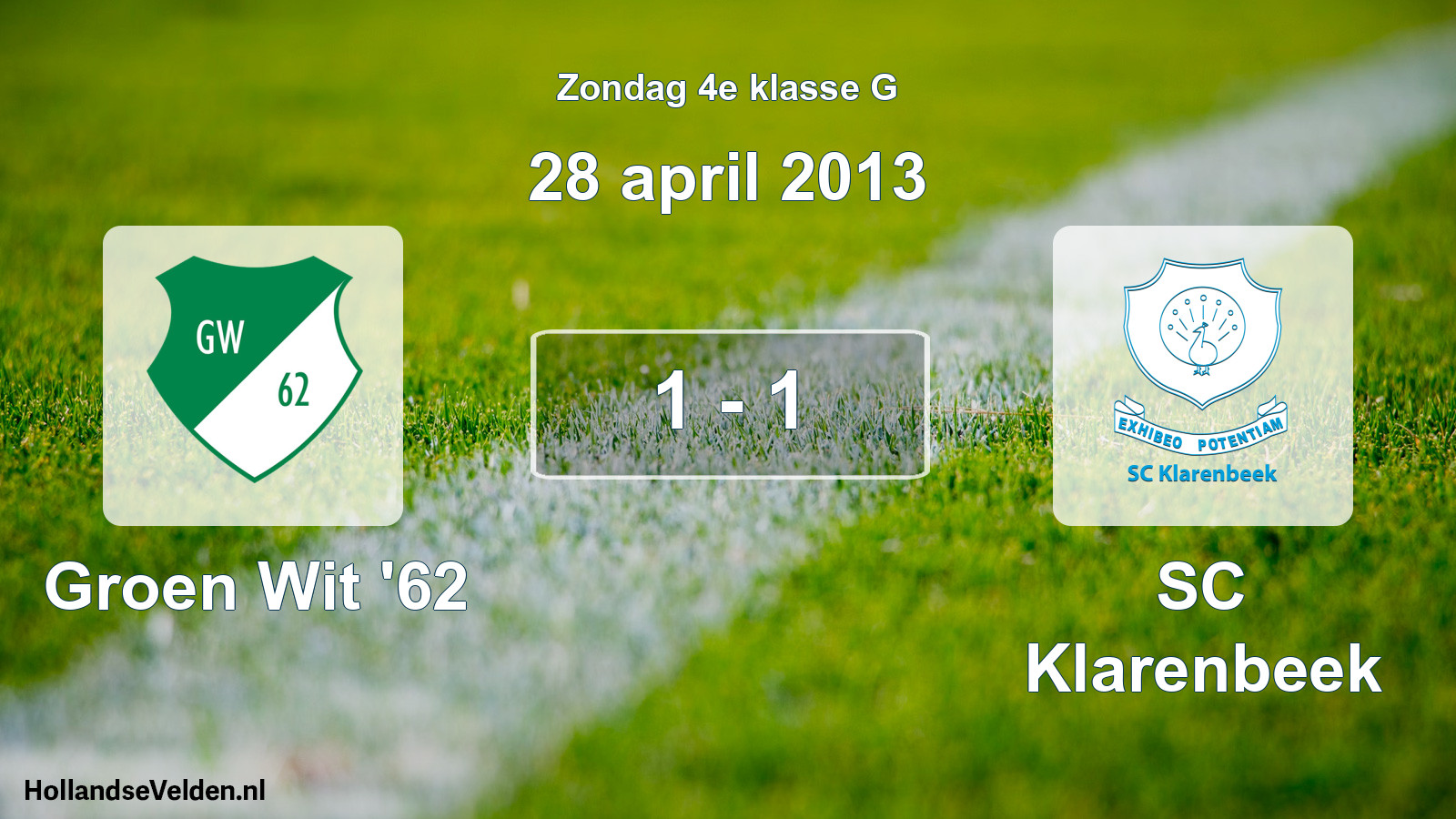 Total number of matches played: Groen Wit '62 - SC Klarenbeek 1 - 1 (28 April 2013)