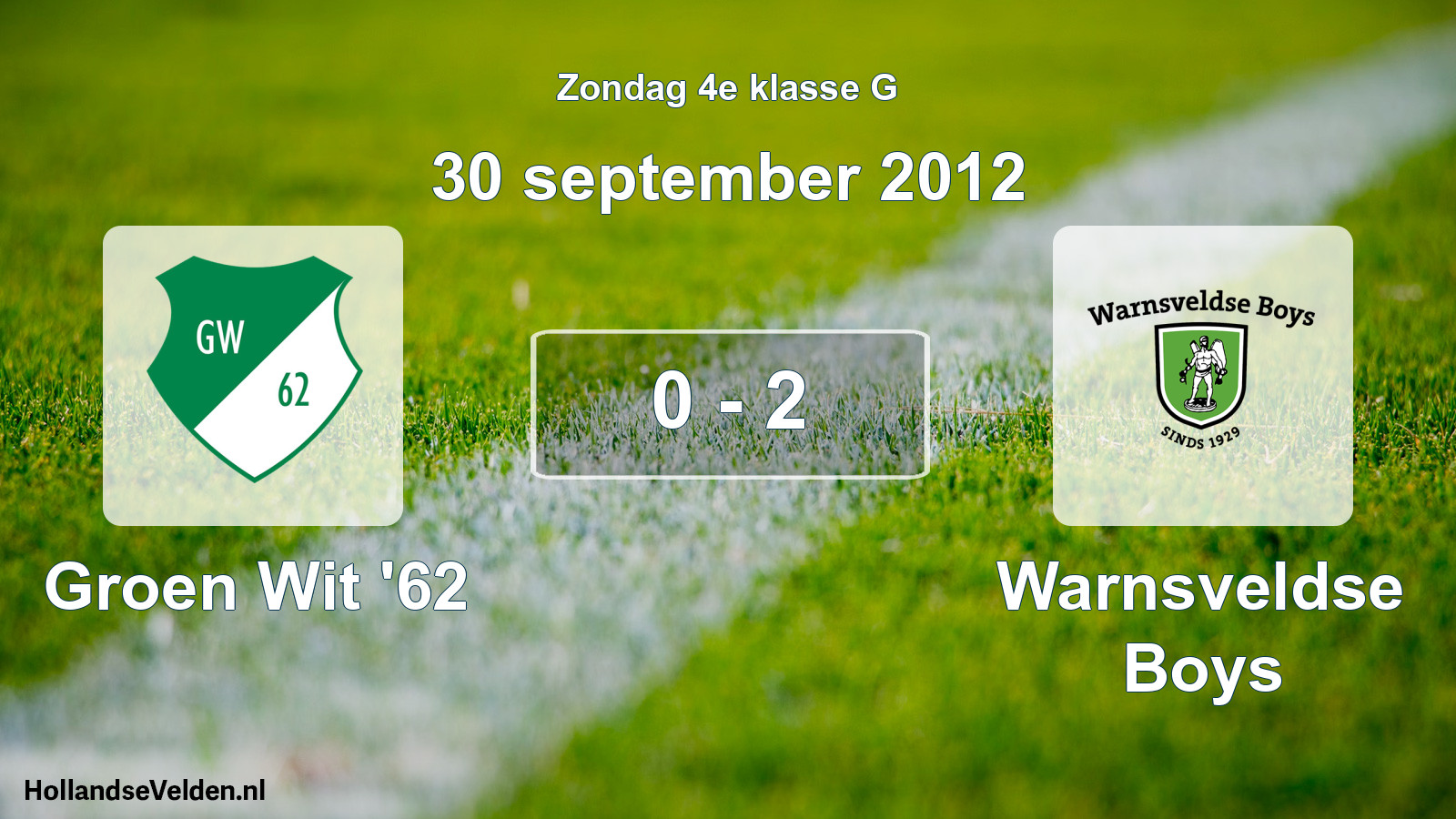 Total number of matches played: Groen Wit '62 - Warnsveldse Boys 0 - 2 (30 September 2012)