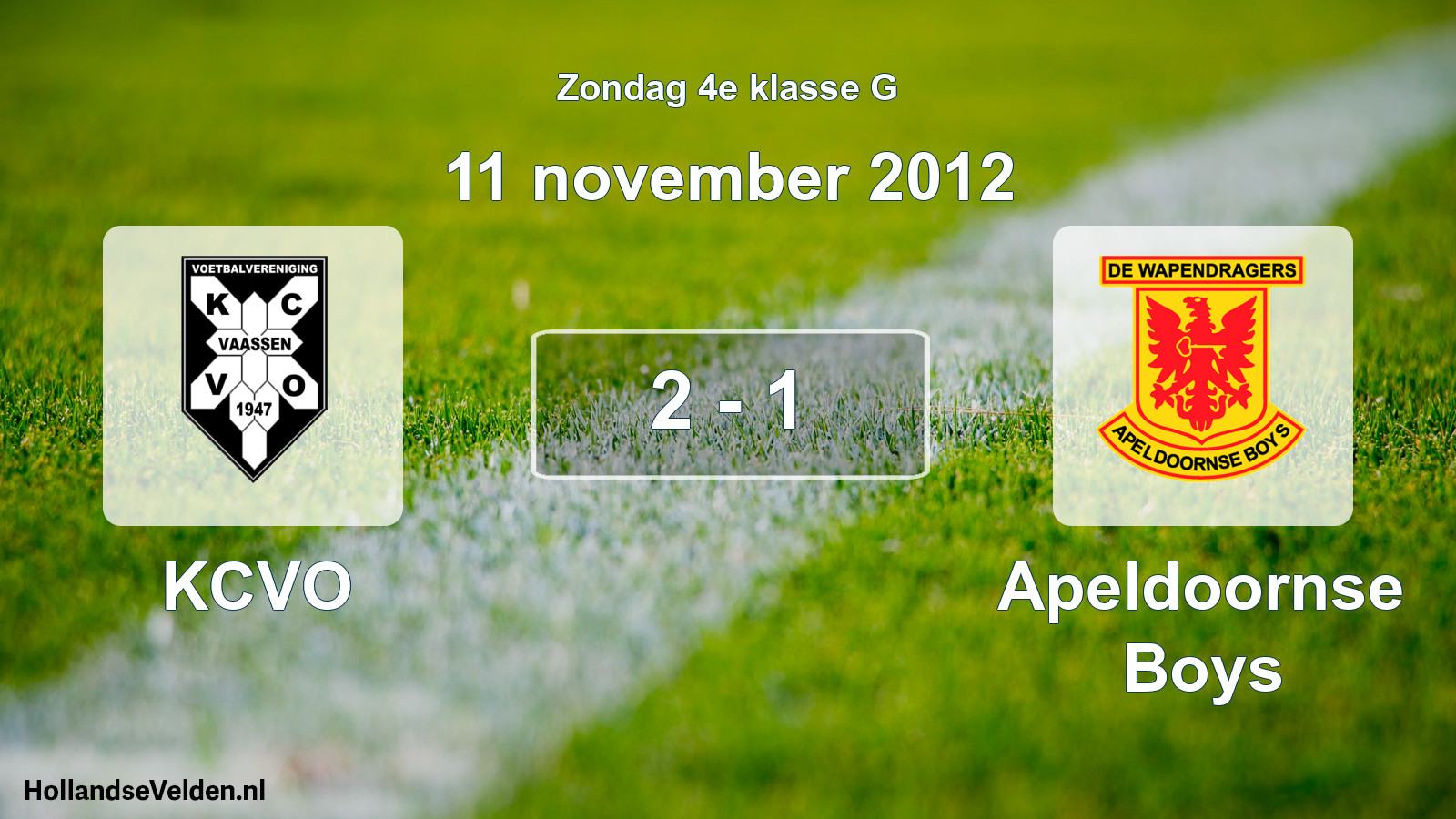 Total number of matches played: KCVO - Apeldoornse Boys 2 - 1 (11 November 2012)