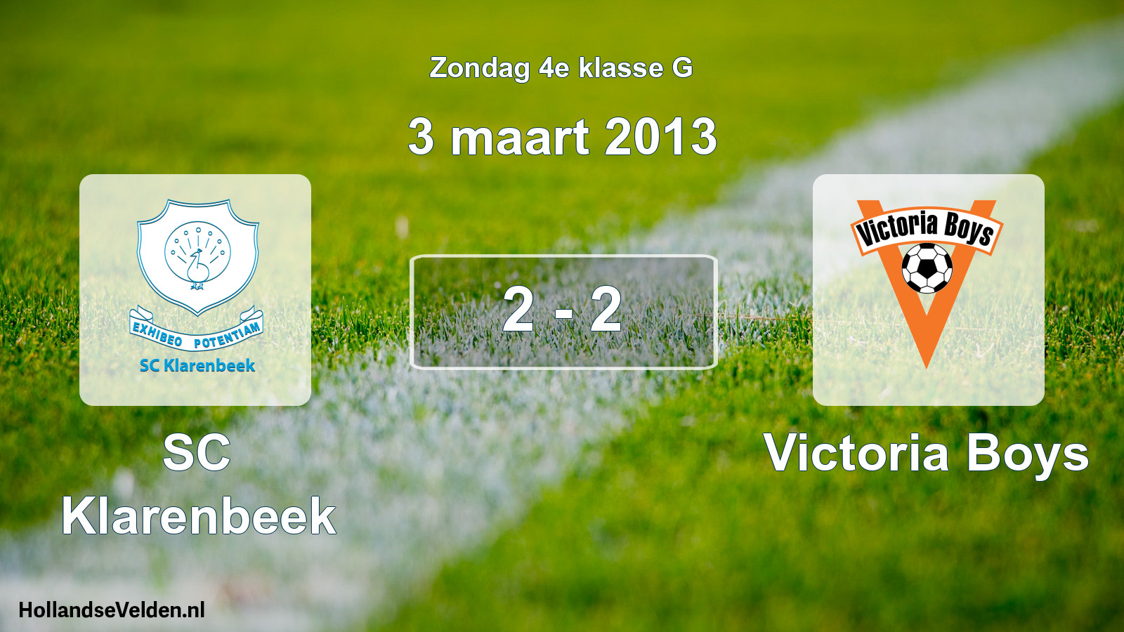 Total number of matches played: SC Klarenbeek - Victoria Boys 2 - 2 (3 March 2013)