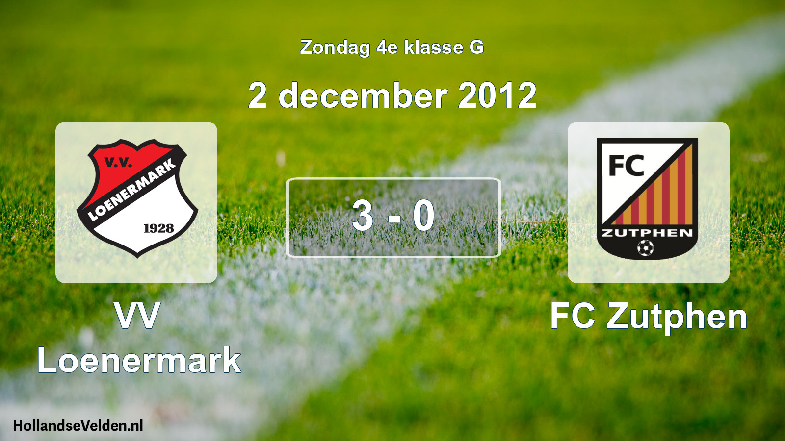 Total number of matches played: VV Loenermark - FC Zutphen 3 - 0 (2 December 2012)