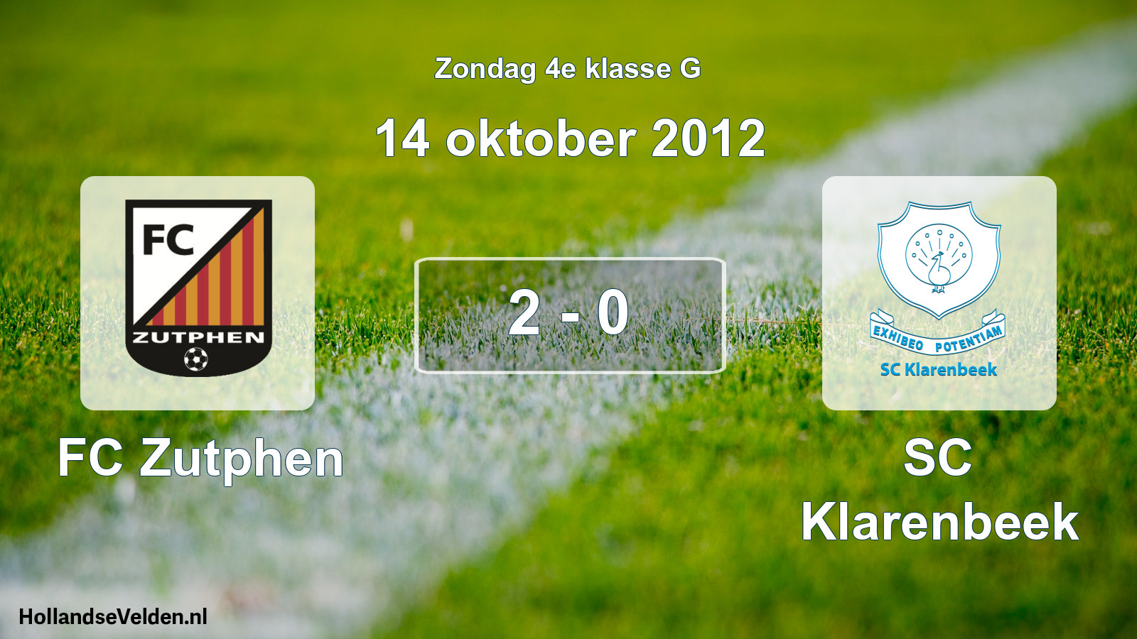 Total number of matches played: FC Zutphen - SC Klarenbeek 2 - 0 (14 October 2012)