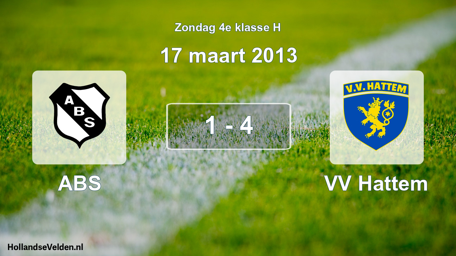 Total number of matches played: ABS - VV Hattem 1 - 4 (17 March 2013)