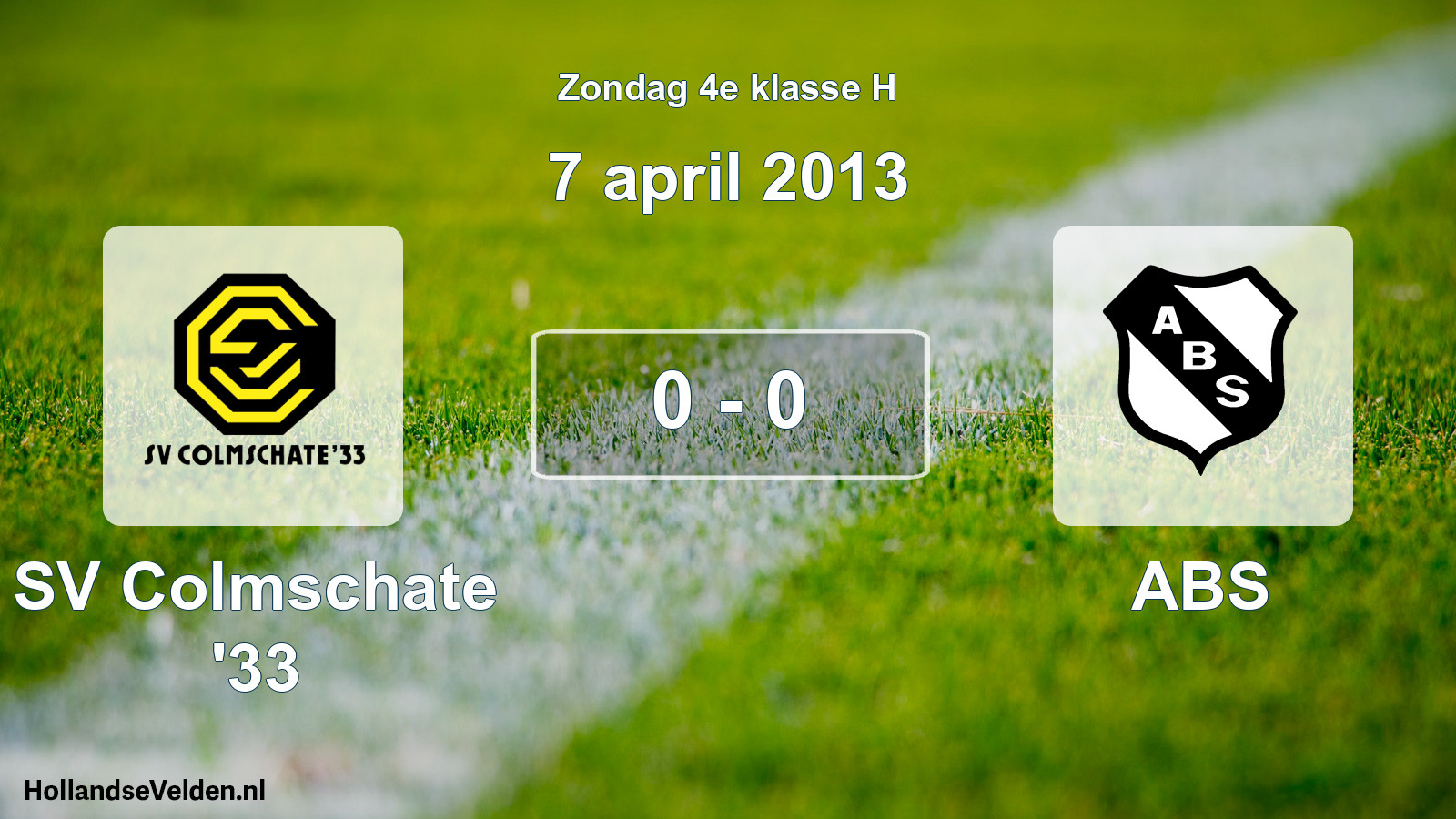 Total number of matches played: SV Colmschate '33 - ABS 0 - 0 (7 April 2013)