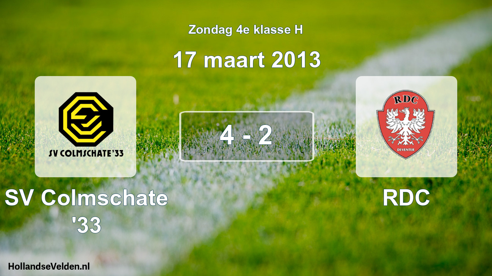 Total number of matches played: SV Colmschate '33 - RDC 4 - 2 (17 March 2013)