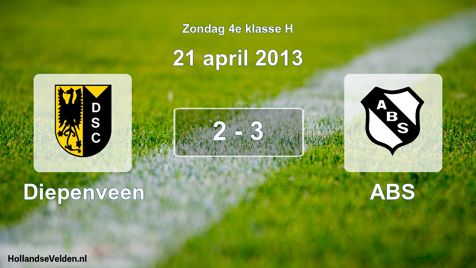 Total number of matches played: Diepenveen - ABS 2 - 3 (21 April 2013)
