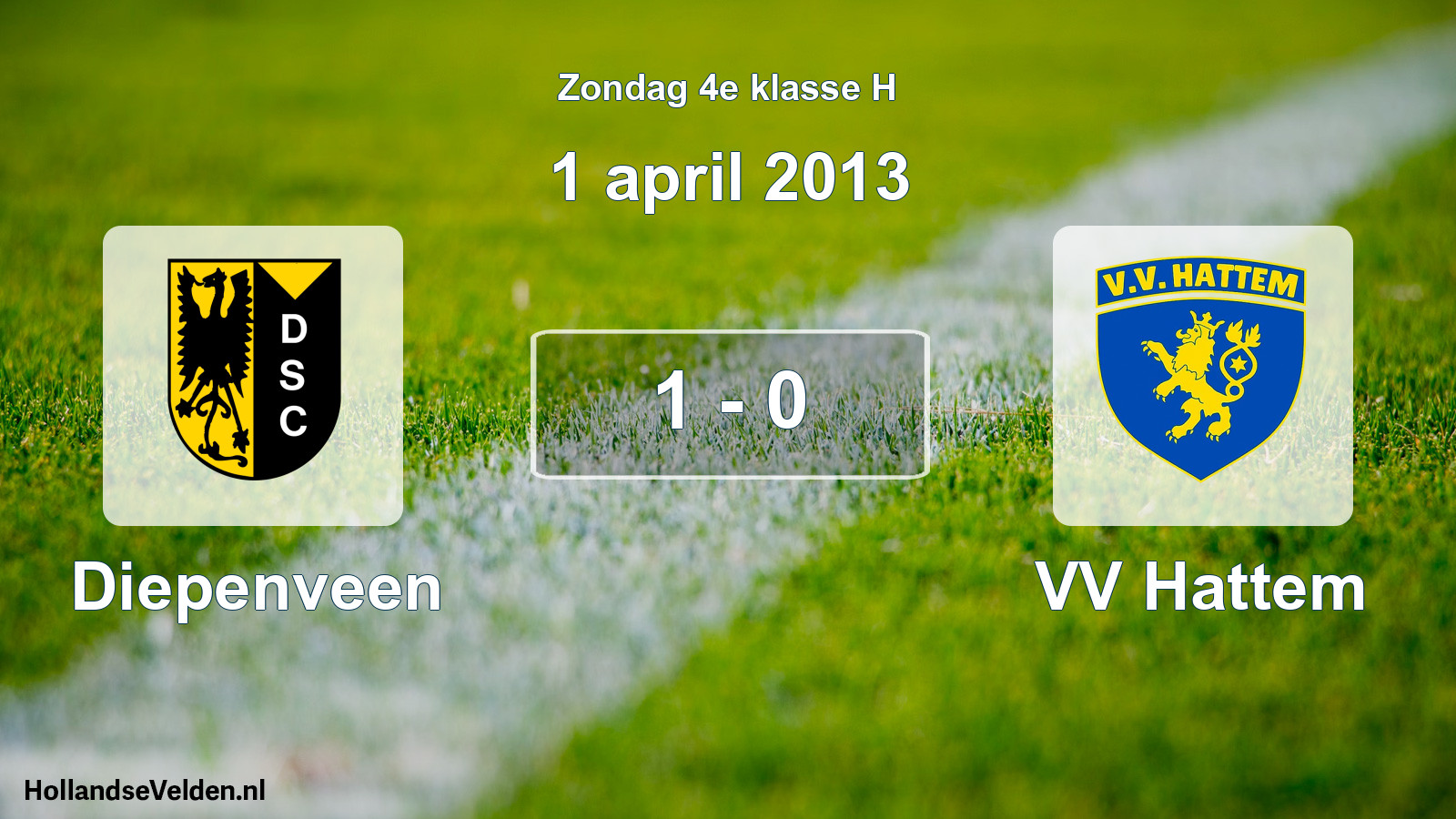 Total number of matches played: Diepenveen - VV Hattem 1 - 0 (1 April 2013)