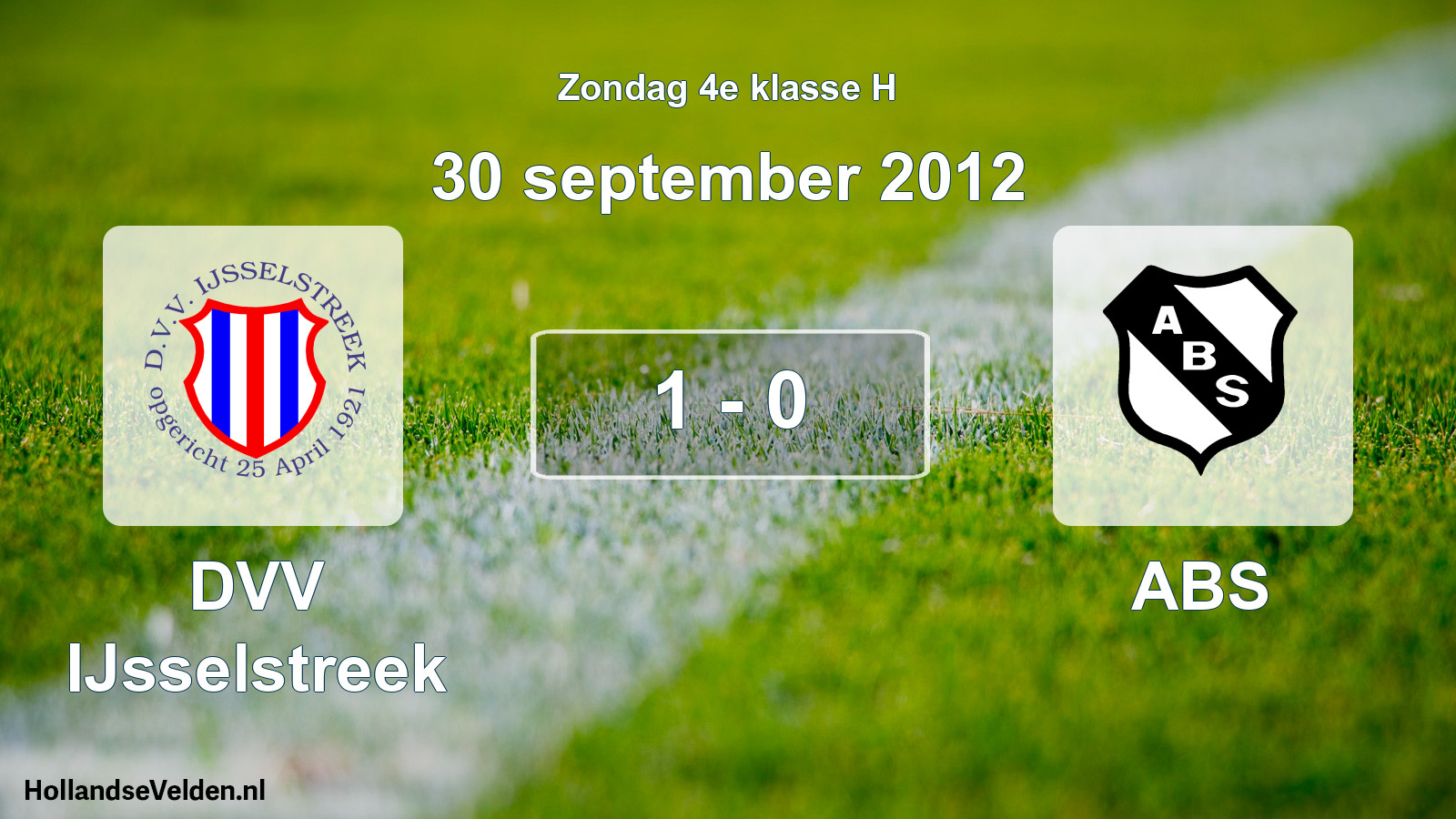 Total number of matches played: DVV IJsselstreek - ABS 1 - 0 (30 September 2012)