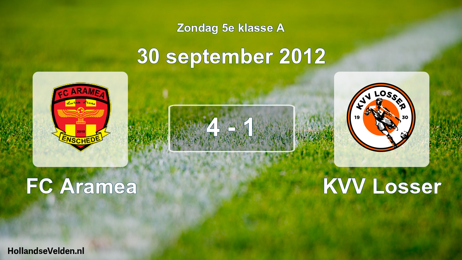 Total number of matches played: FC Aramea - KVV Losser 4 - 1 (30 September 2012)