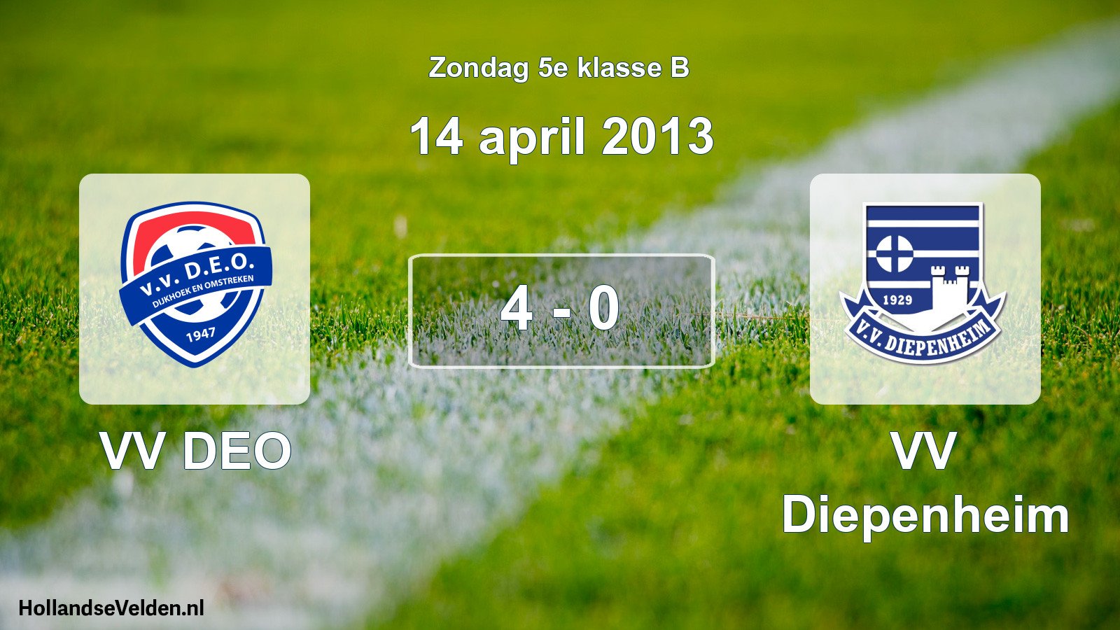 Total number of matches played: VV DEO - VV Diepenheim 4 - 0 (14 April 2013)