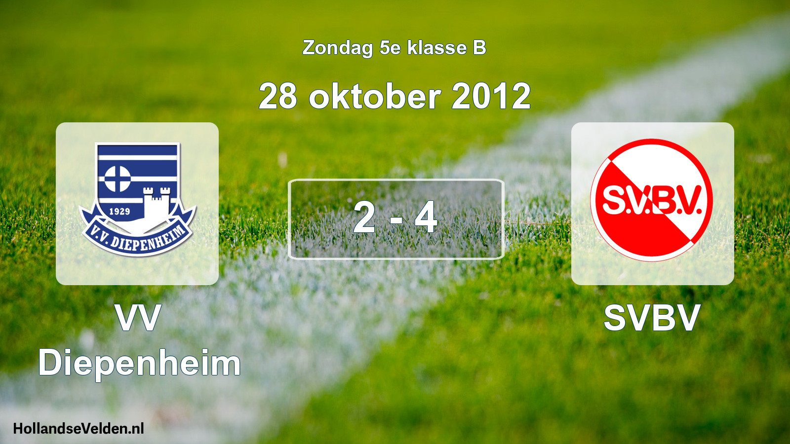 Total number of matches played: VV Diepenheim - SVBV 2 - 4 (28 October 2012)