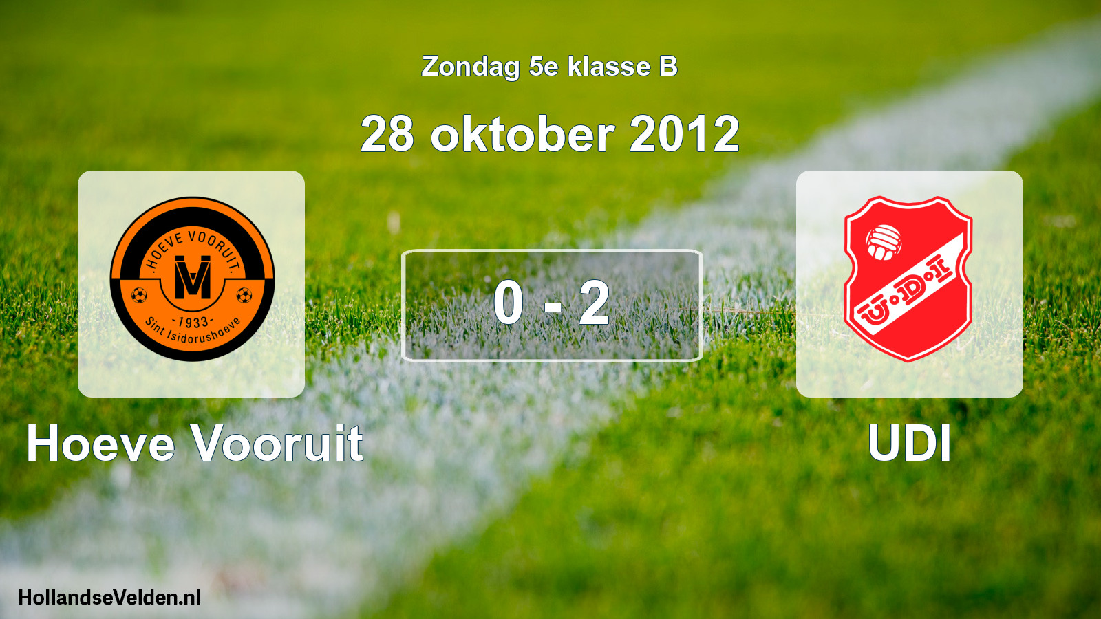 Total number of matches played: Hoeve Vooruit - UDI 0 - 2 (28 October 2012)