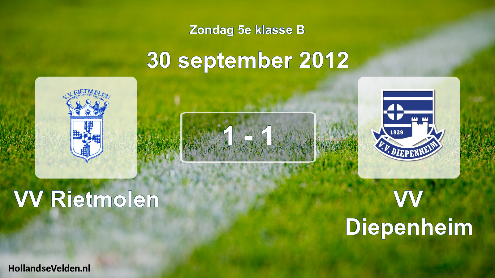 Total number of matches played: VV Rietmolen - VV Diepenheim 1 - 1 (30 September 2012)