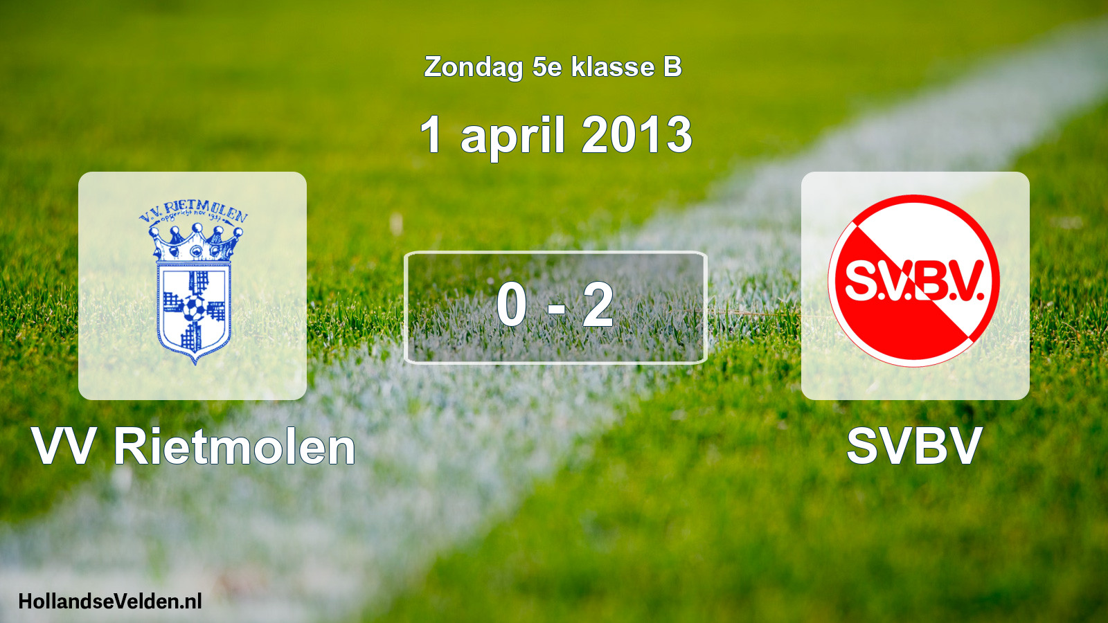 Total number of matches played: VV Rietmolen - SVBV 0 - 2 (1 April 2013)