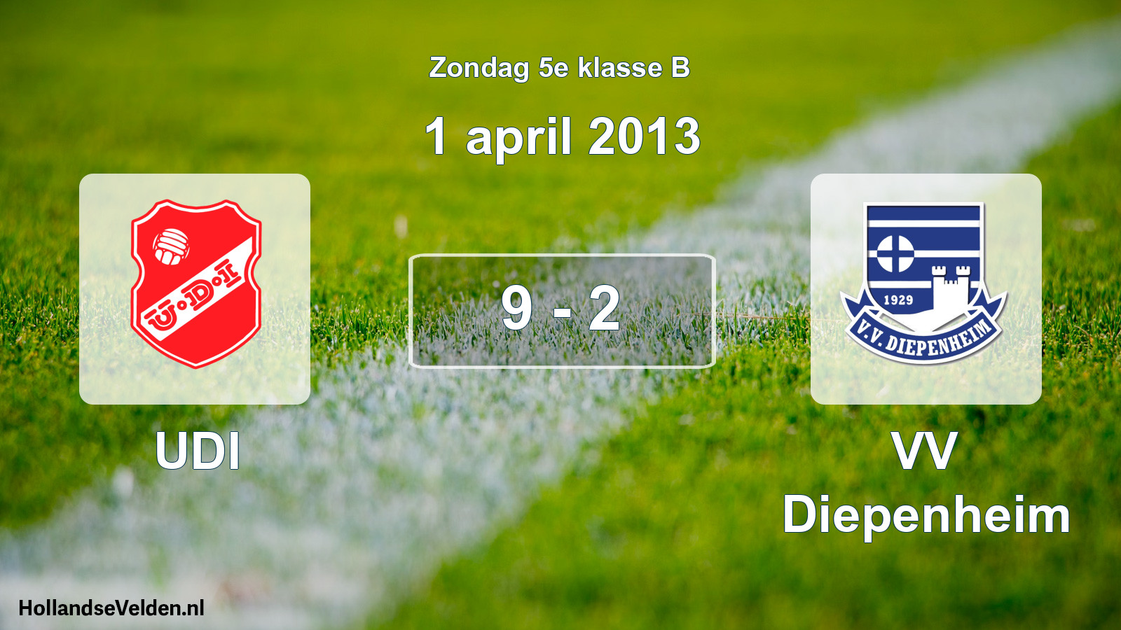 Total number of matches played: UDI - VV Diepenheim 9 - 2 (1 April 2013)