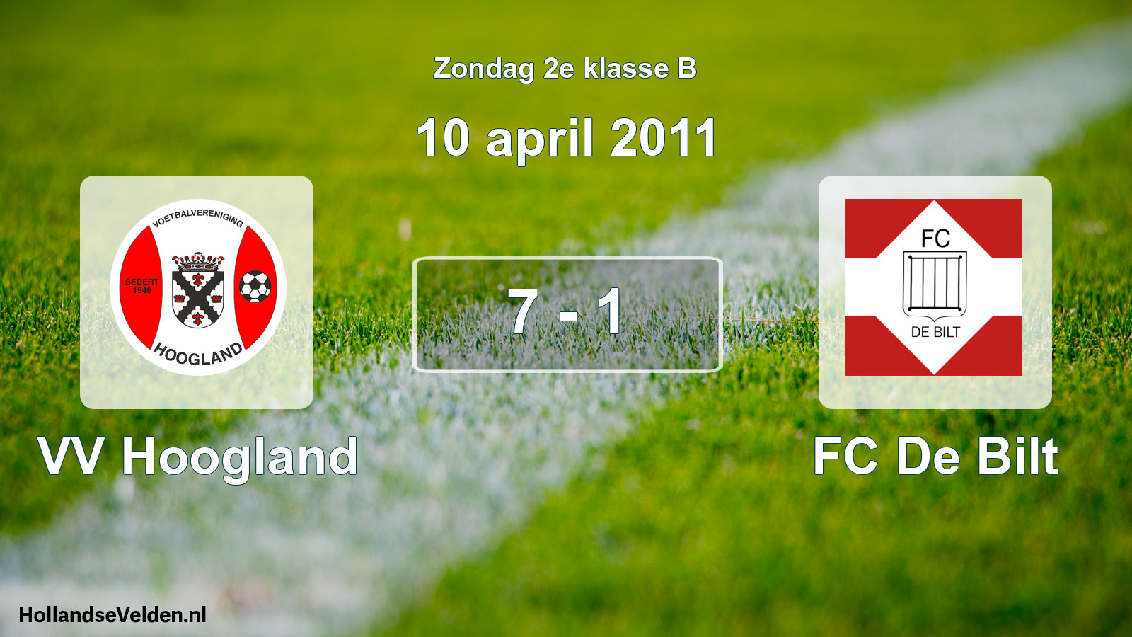 Total number of matches played: VV Hoogland - FC De Bilt 7 - 1 (10 April 2011)