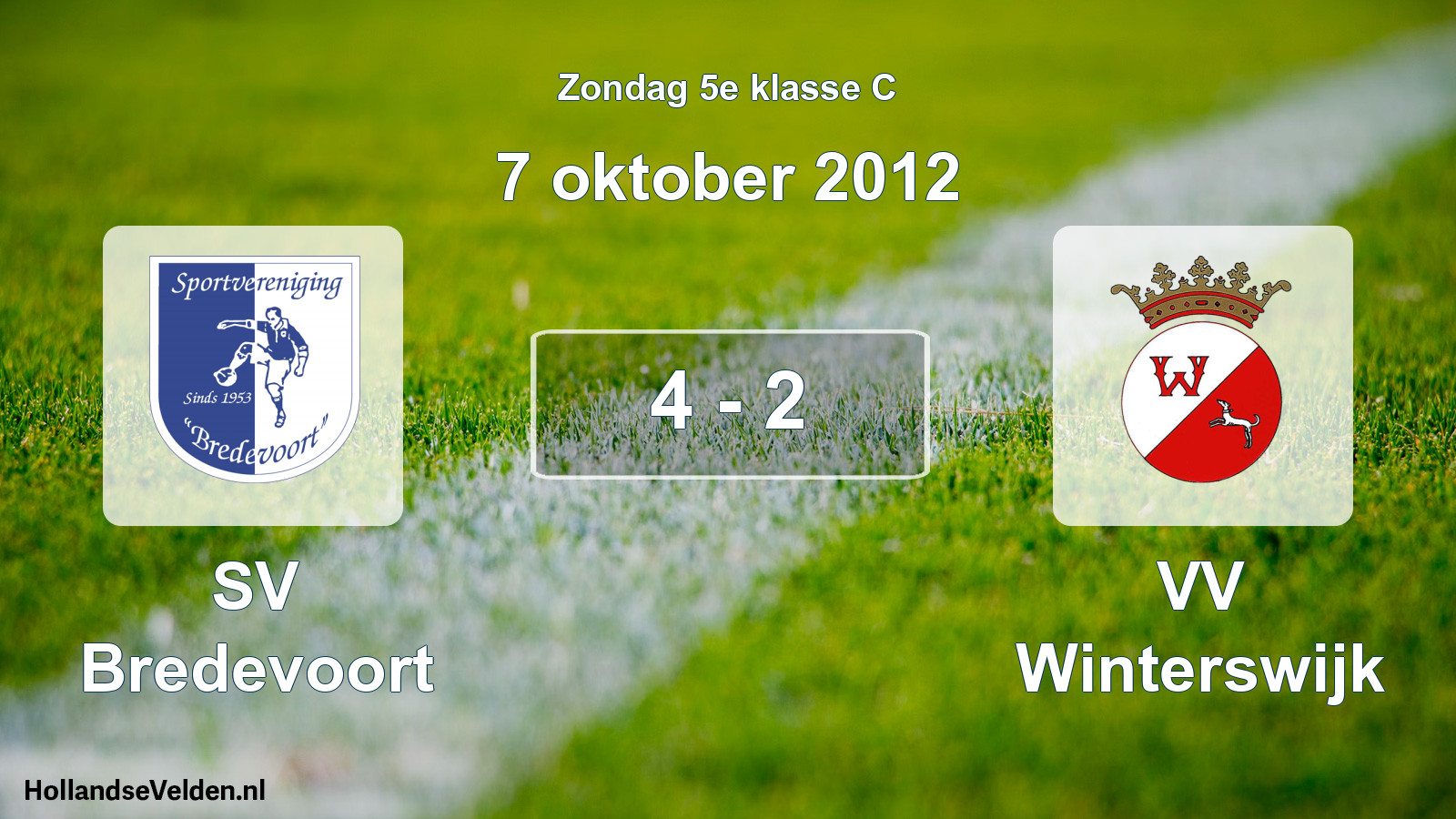 Total number of matches played: SV Bredevoort - VV Winterswijk 4 - 2 (7 October 2012)