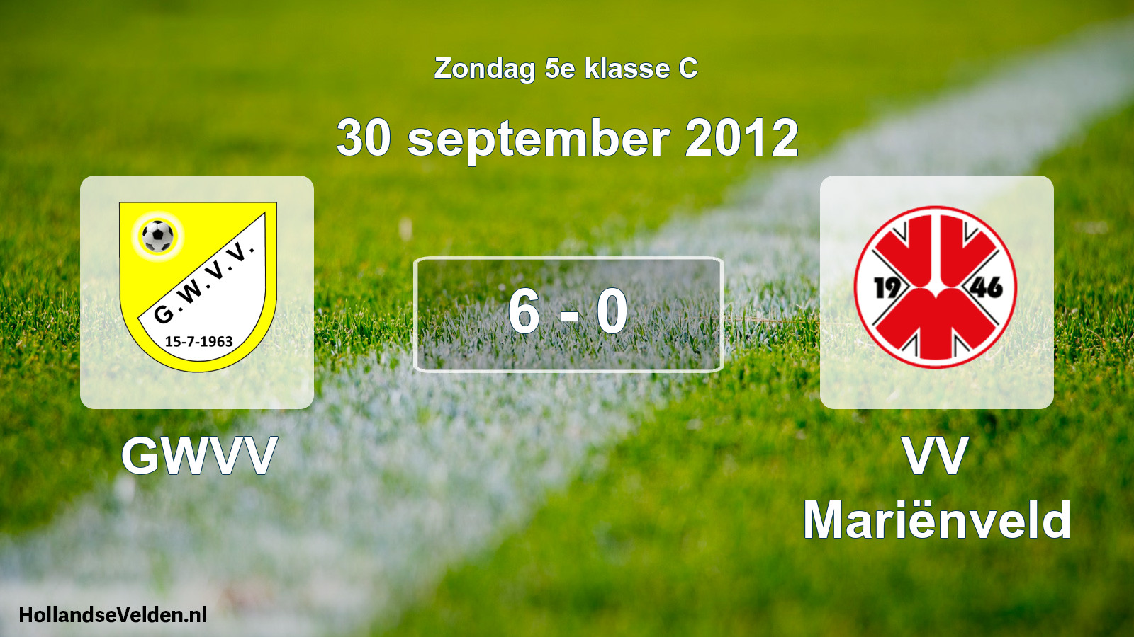 Total number of matches played: GWVV - VV Mariënveld 6 - 0 (30 September 2012)