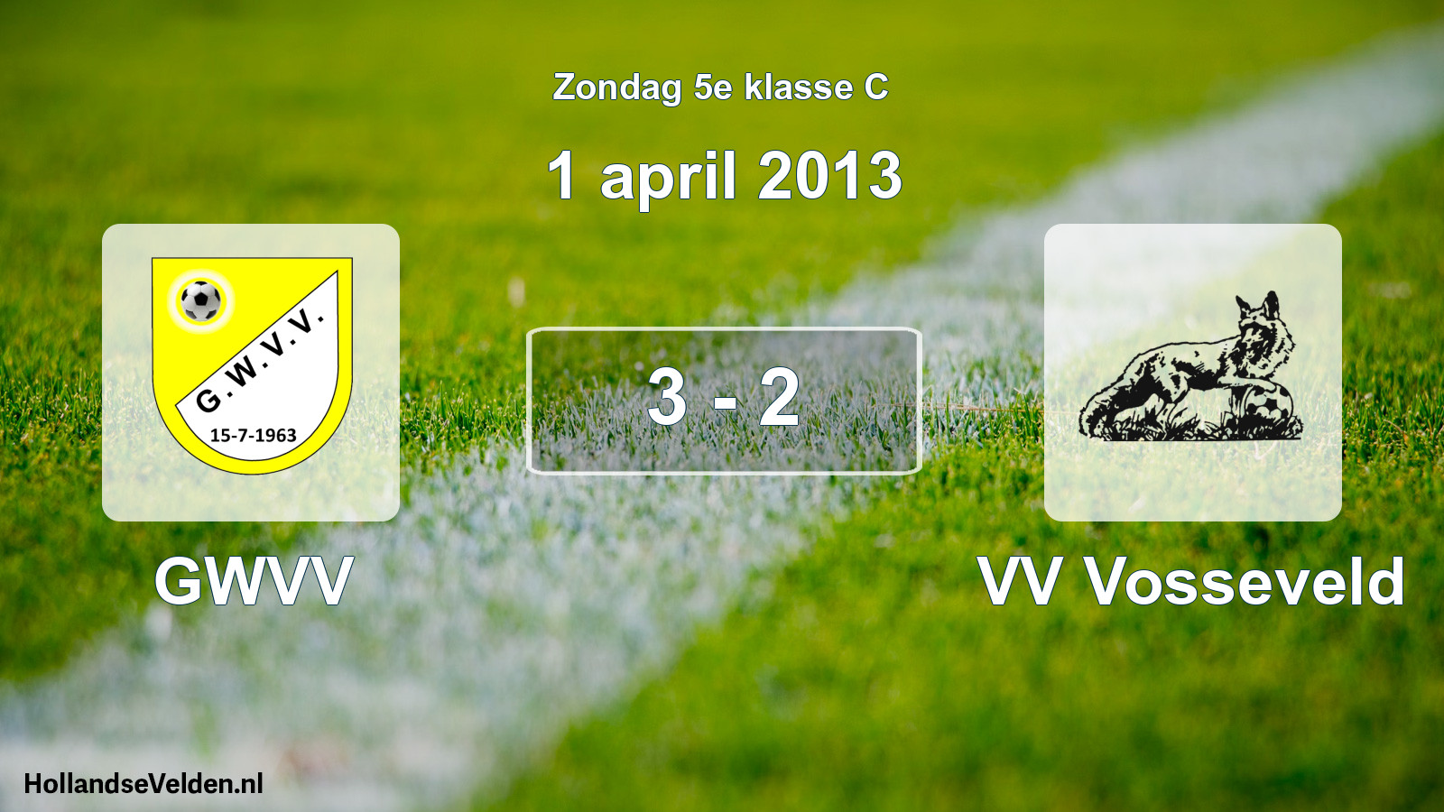 Total number of matches played: GWVV - VV Vosseveld 3 - 2 (1 April 2013)