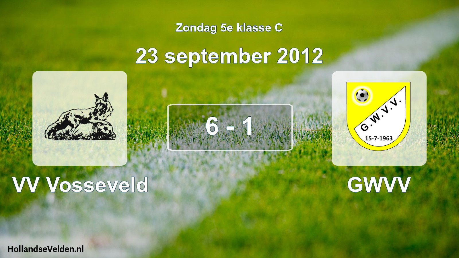 Total number of matches played: VV Vosseveld - GWVV 6 - 1 (23 September 2012)