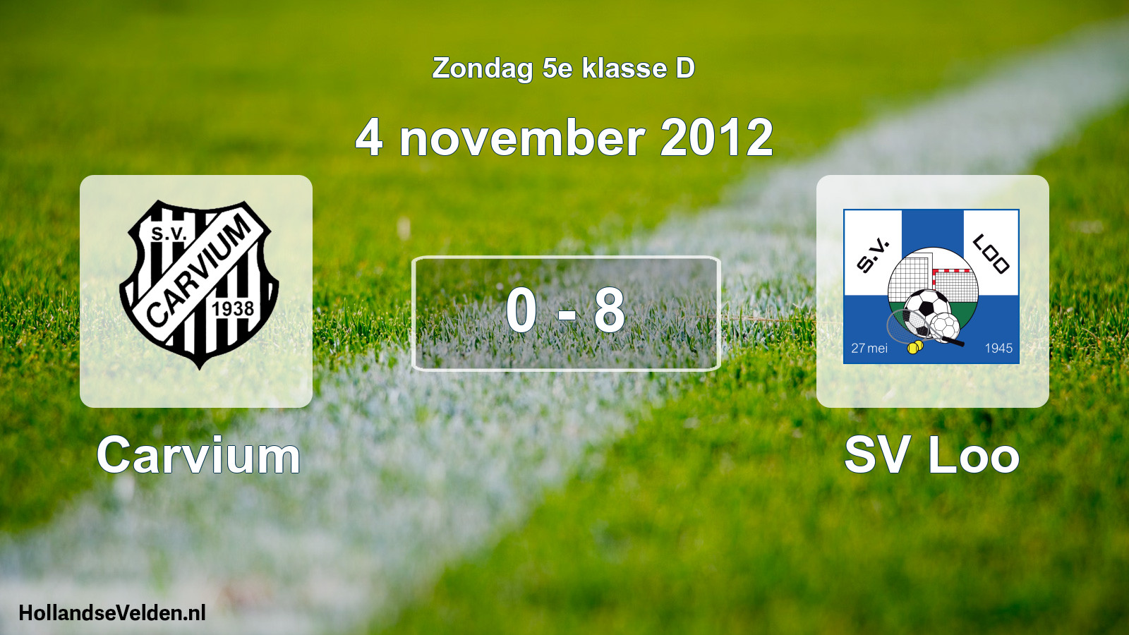 Total number of matches played: Carvium - SV Loo 0 - 8 (4 November 2012)