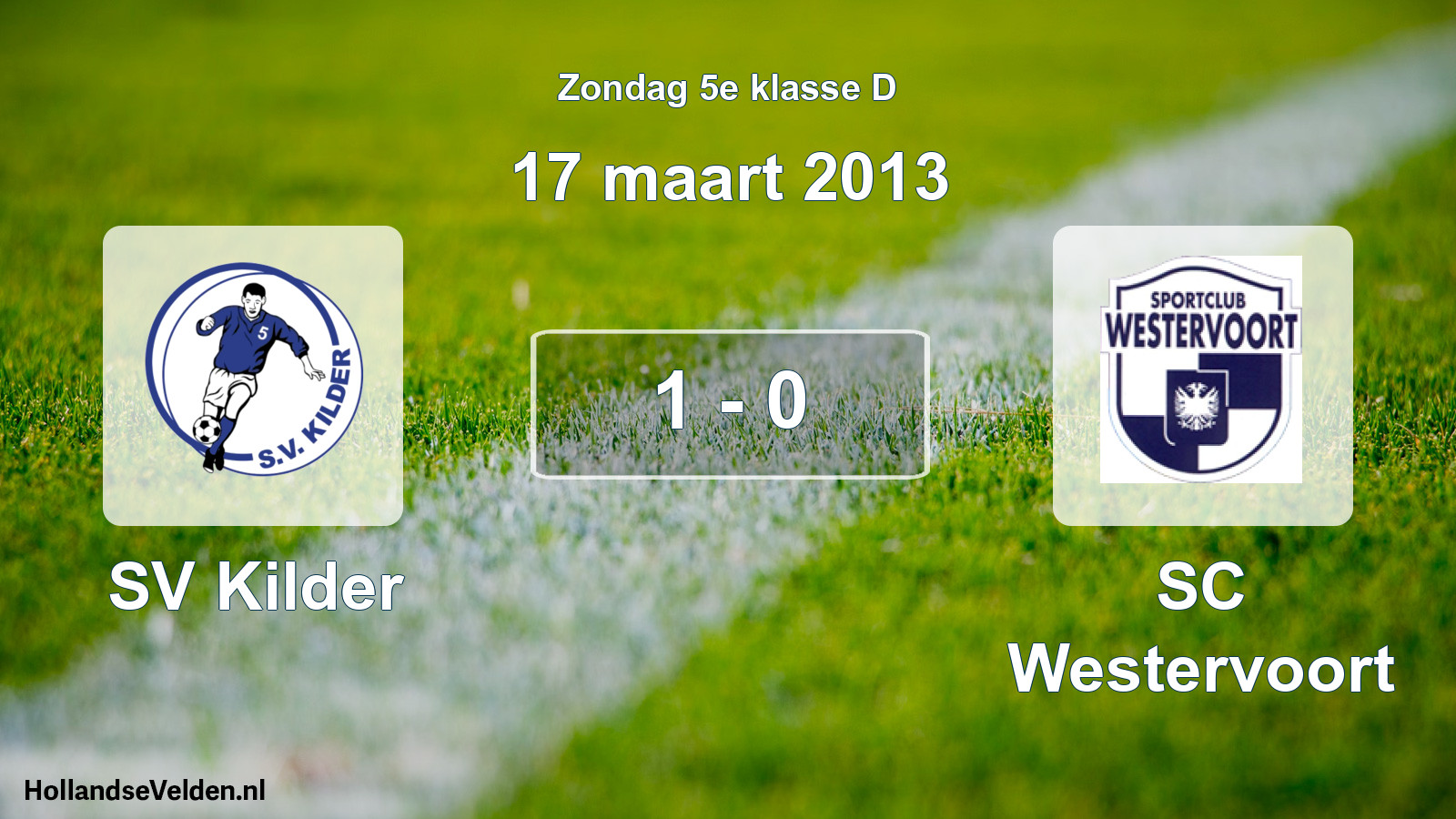 Total number of matches played: SV Kilder - SC Westervoort 1 - 0 (17 March 2013)