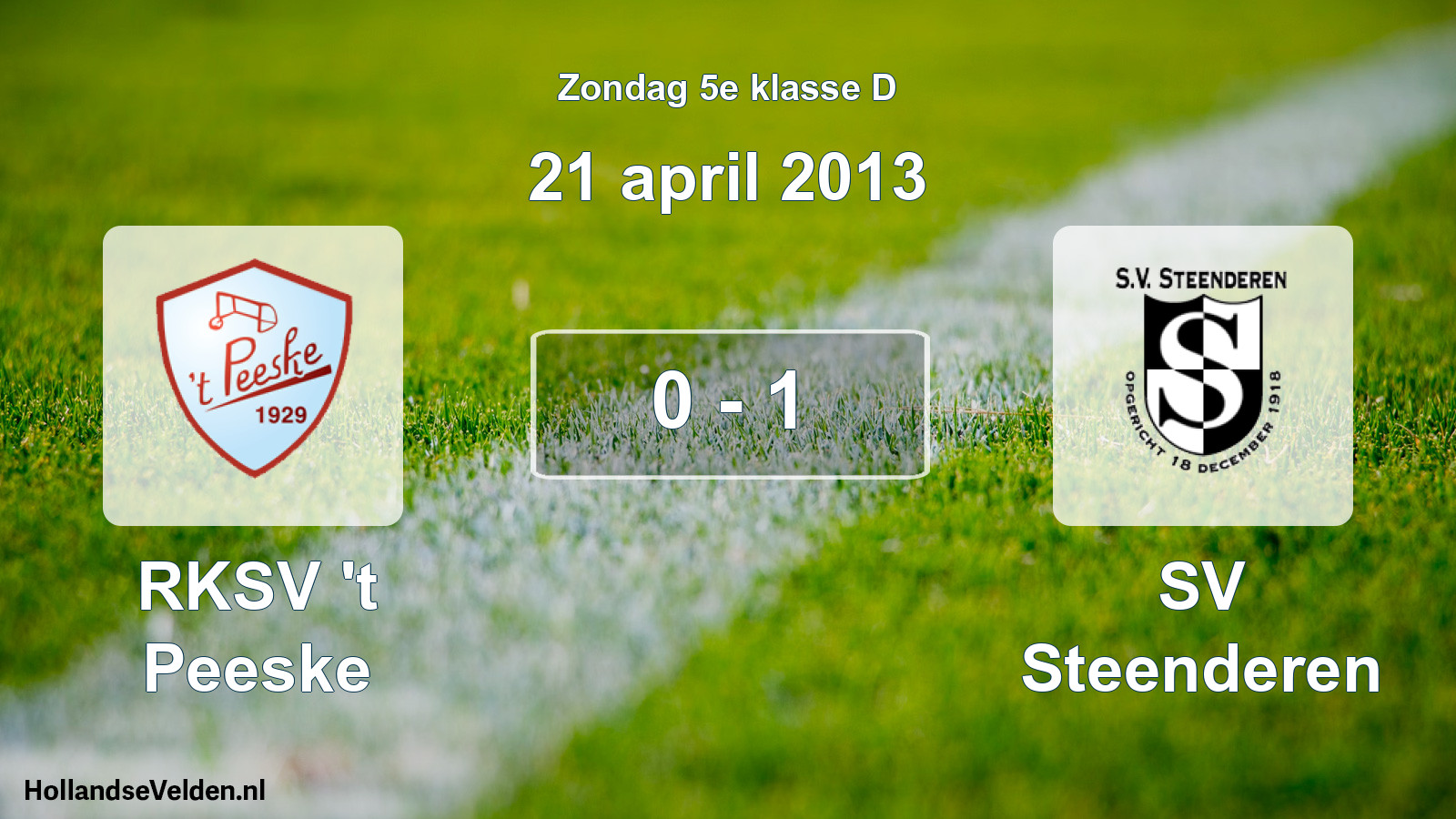 Total number of matches played: RKSV 't Peeske - SV Steenderen 0 - 1 (21 April 2013)