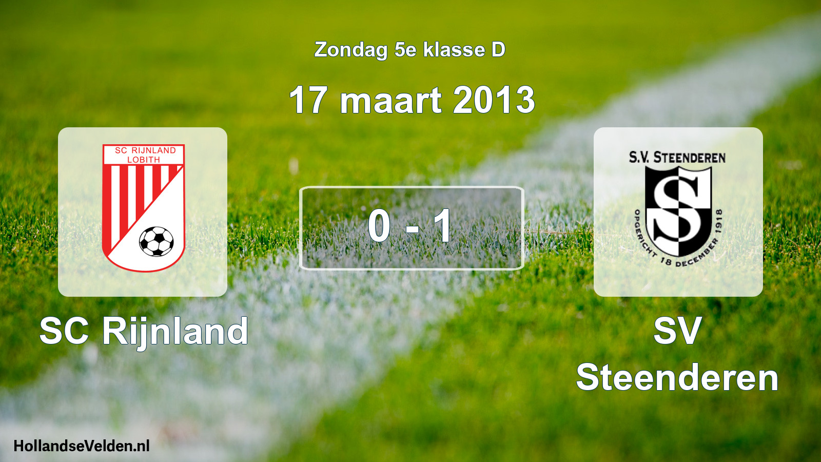 Total number of matches played: SC Rijnland - SV Steenderen 0 - 1 (17 March 2013)