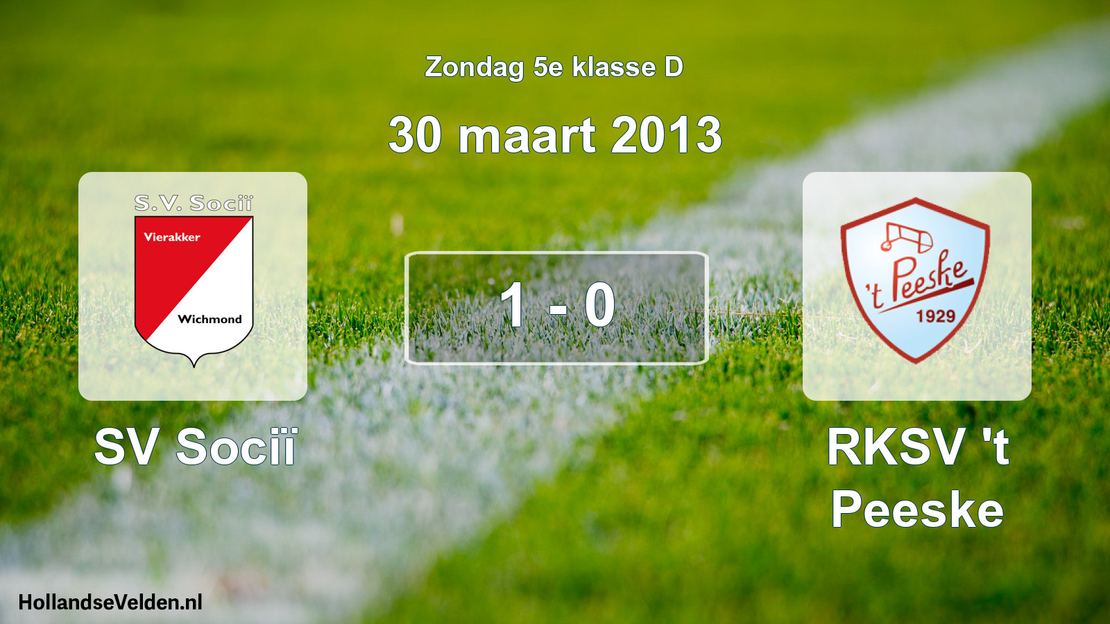 Total number of matches played: SV Sociï - RKSV 't Peeske 1 - 0 (30 March 2013)