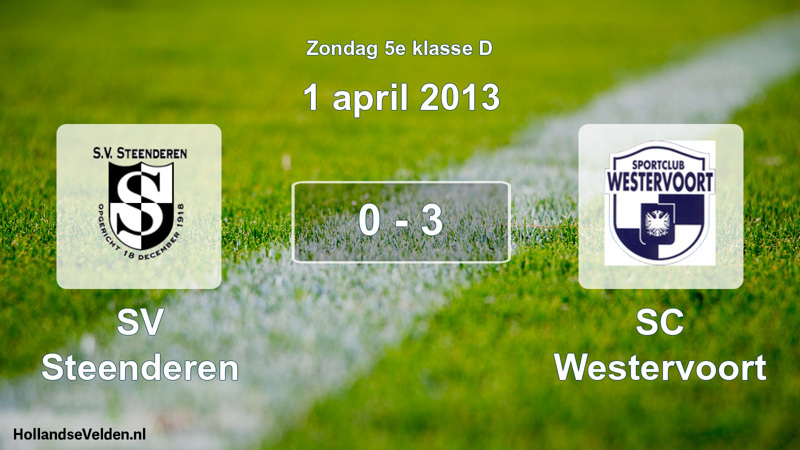 Total number of matches played: SV Steenderen - SC Westervoort 0 - 3 (1 April 2013)