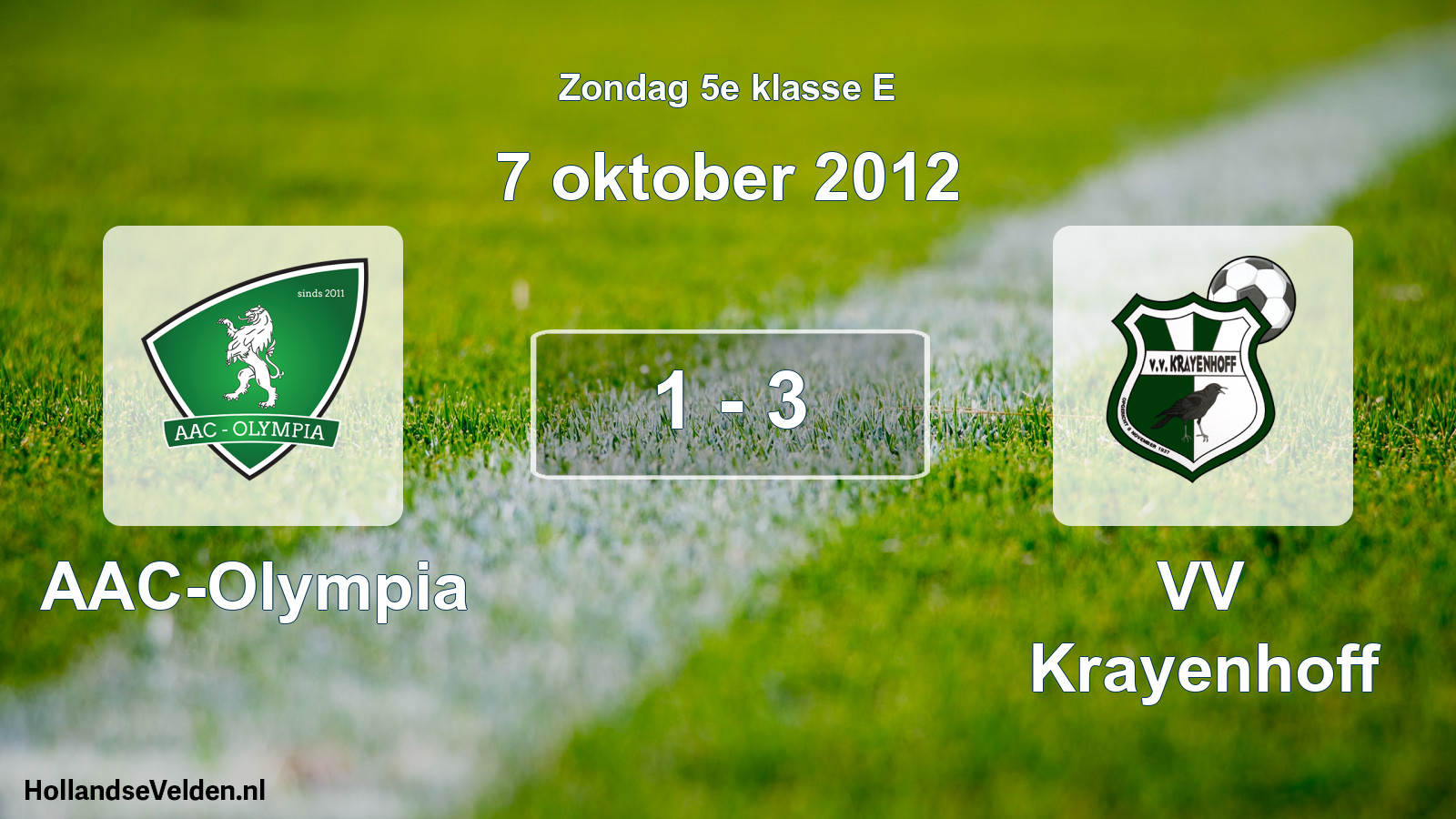 Total number of matches played: AAC-Olympia - VV Krayenhoff 1 - 3 (7 October 2012)